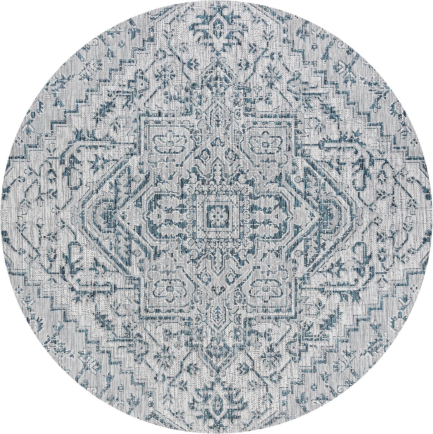 image:imageJONATHAN Y Boho Medallion Indoor Outdoor Area Rug 3X5 TealGray Estrella Textured Weave for Backyard Patio Porch EasyCleaning High Traffic PetFriendly NonShedding SMB105C3TealGray