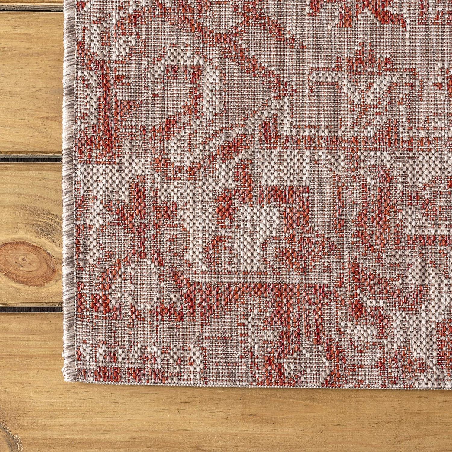 image:imageJONATHAN Y Boho Medallion Indoor Outdoor Area Rug 3X5 TealGray Estrella Textured Weave for Backyard Patio Porch EasyCleaning High Traffic PetFriendly NonShedding SMB105C3RedTaupe