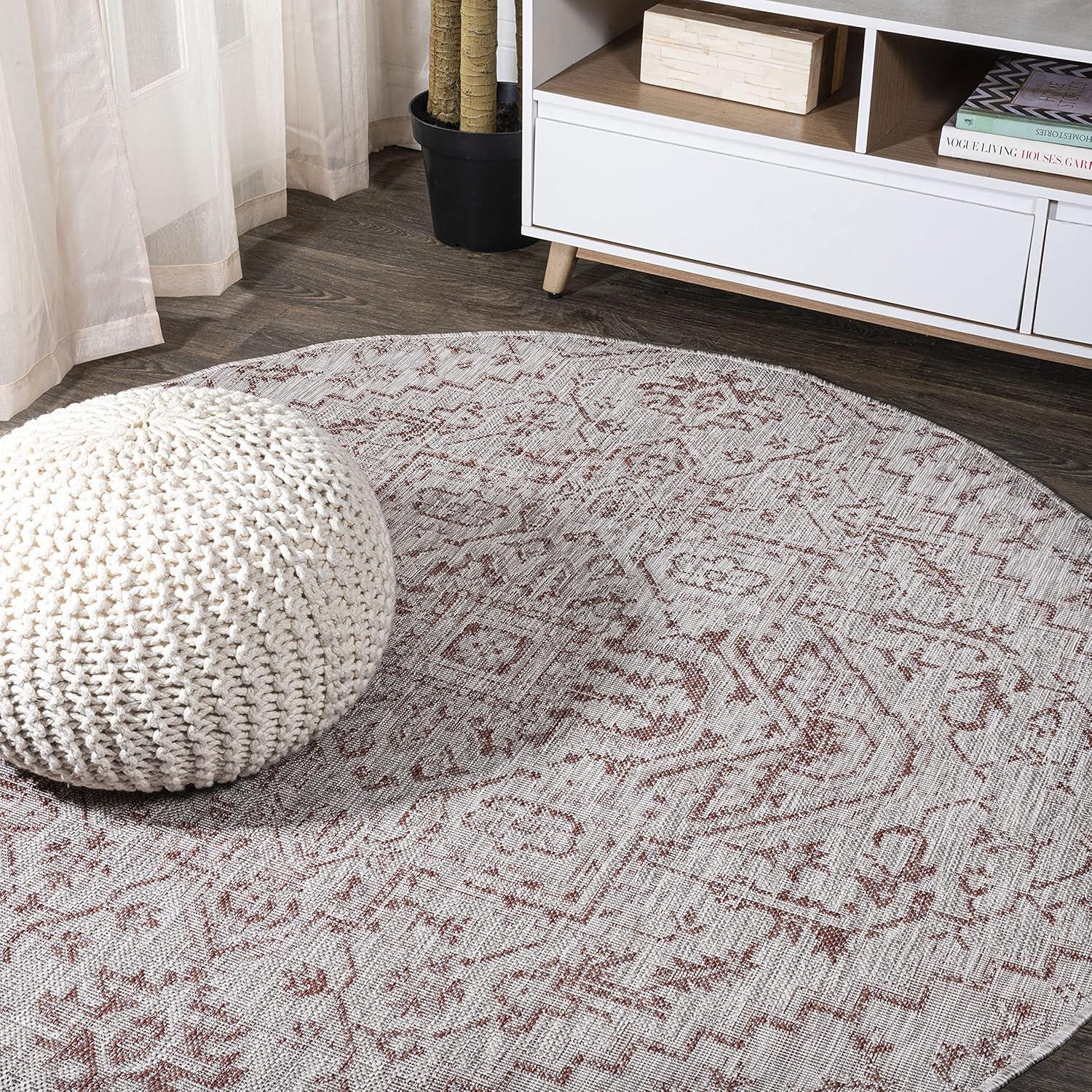 image:imageJONATHAN Y Boho Medallion Indoor Outdoor Area Rug 3X5 TealGray Estrella Textured Weave for Backyard Patio Porch EasyCleaning High Traffic PetFriendly NonShedding SMB105C3RedTaupe