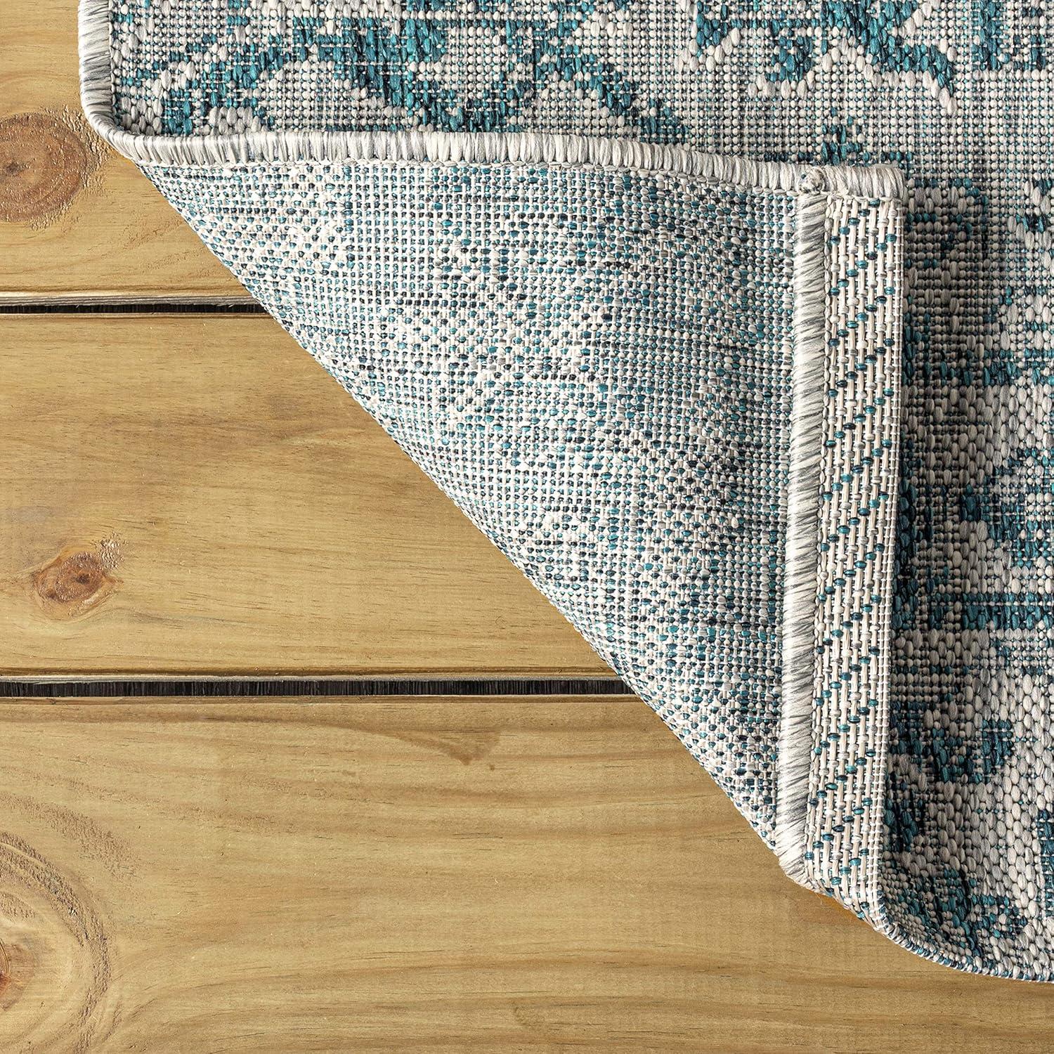 image:imageJONATHAN Y Boho Medallion Indoor Outdoor Area Rug 3X5 TealGray Estrella Textured Weave for Backyard Patio Porch EasyCleaning High Traffic PetFriendly NonShedding SMB105C3TealGray