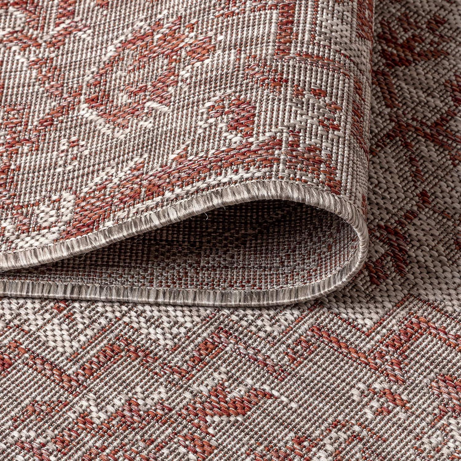 image:imageJONATHAN Y Boho Medallion Indoor Outdoor Area Rug 3X5 TealGray Estrella Textured Weave for Backyard Patio Porch EasyCleaning High Traffic PetFriendly NonShedding SMB105C3RedTaupe