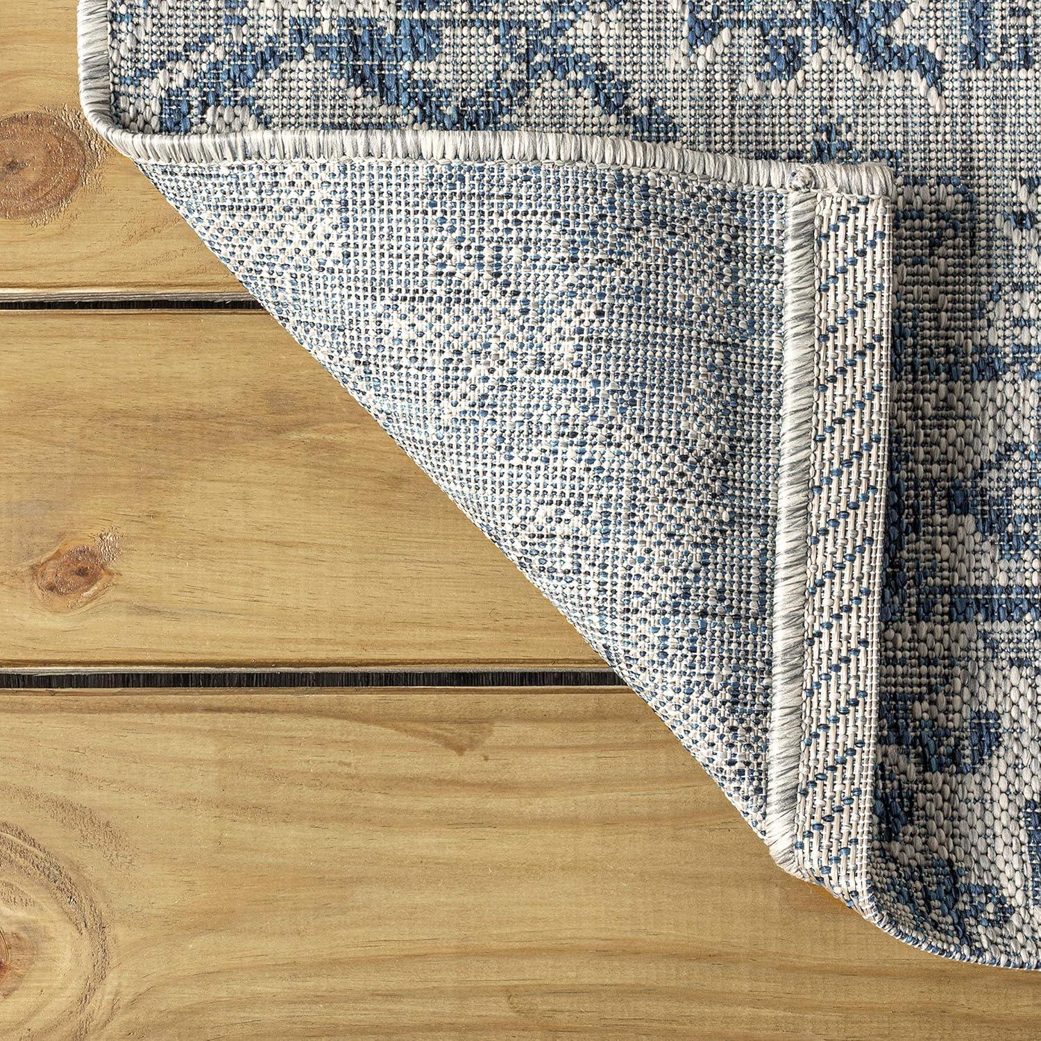 image:imageJONATHAN Y Boho Medallion Indoor Outdoor Area Rug 3X5 TealGray Estrella Textured Weave for Backyard Patio Porch EasyCleaning High Traffic PetFriendly NonShedding SMB105C3NavyGray