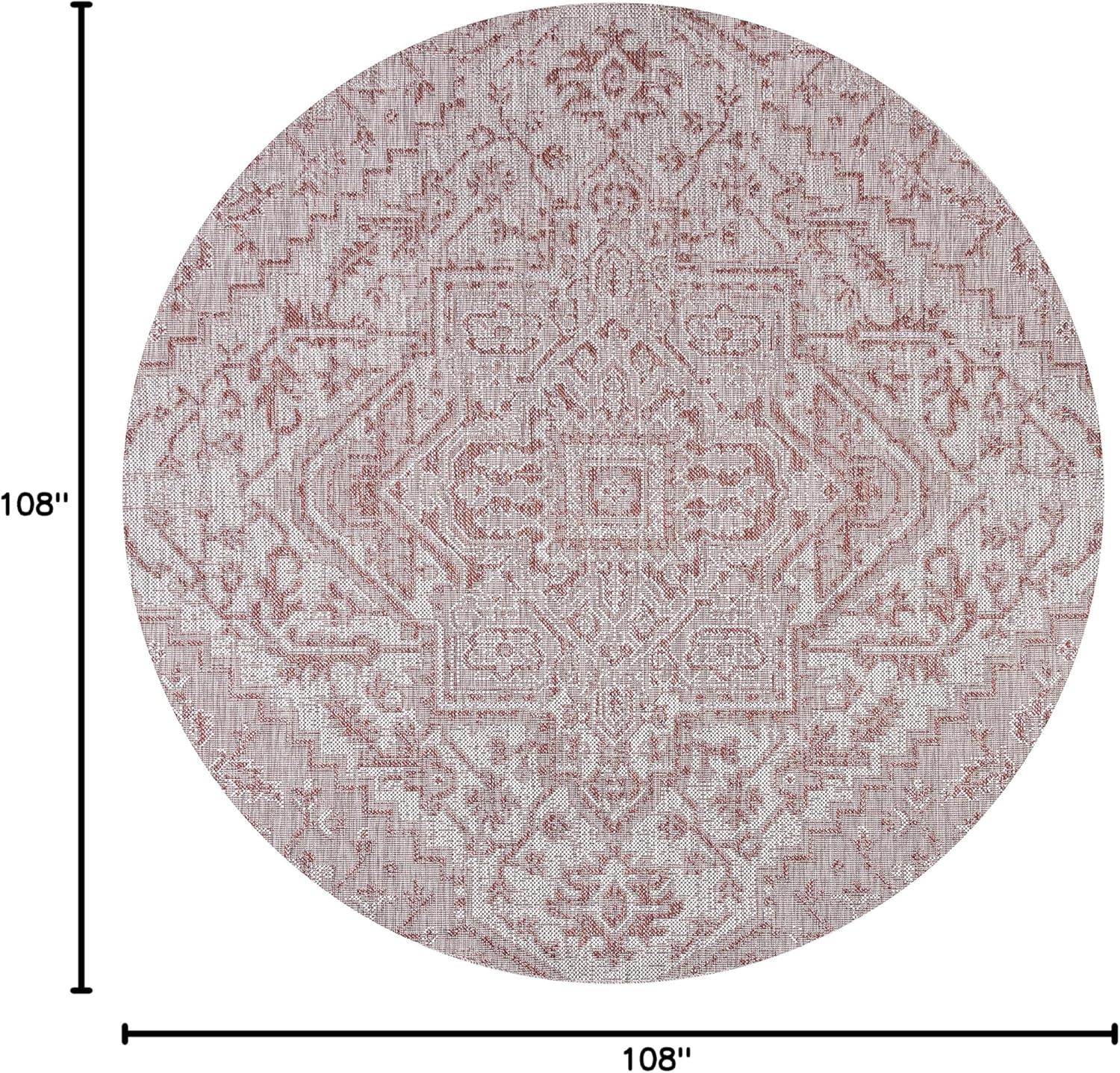 image:imageJONATHAN Y Boho Medallion Indoor Outdoor Area Rug 3X5 TealGray Estrella Textured Weave for Backyard Patio Porch EasyCleaning High Traffic PetFriendly NonShedding SMB105C3RedTaupe