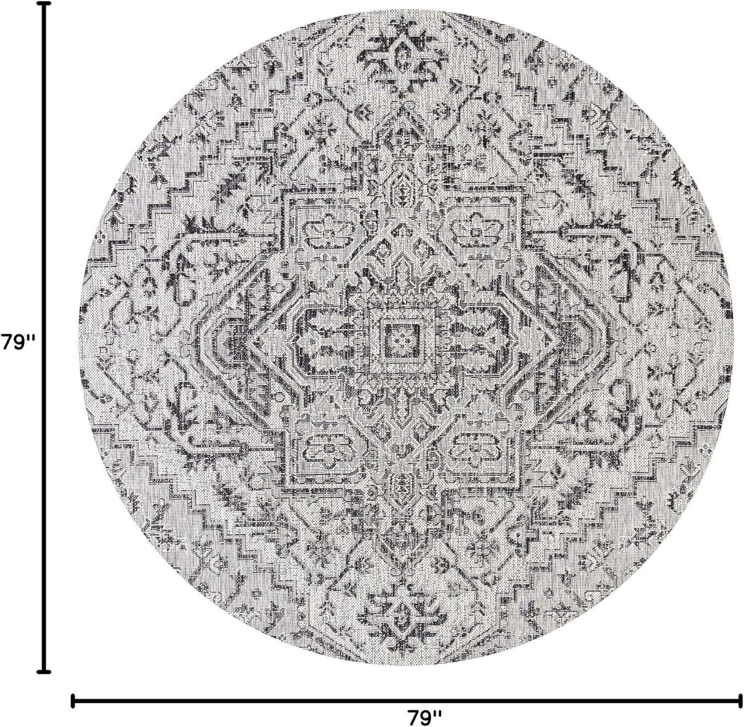 image:imageJONATHAN Y Boho Medallion Indoor Outdoor Area Rug 3X5 TealGray Estrella Textured Weave for Backyard Patio Porch EasyCleaning High Traffic PetFriendly NonShedding SMB105C3BlackGray