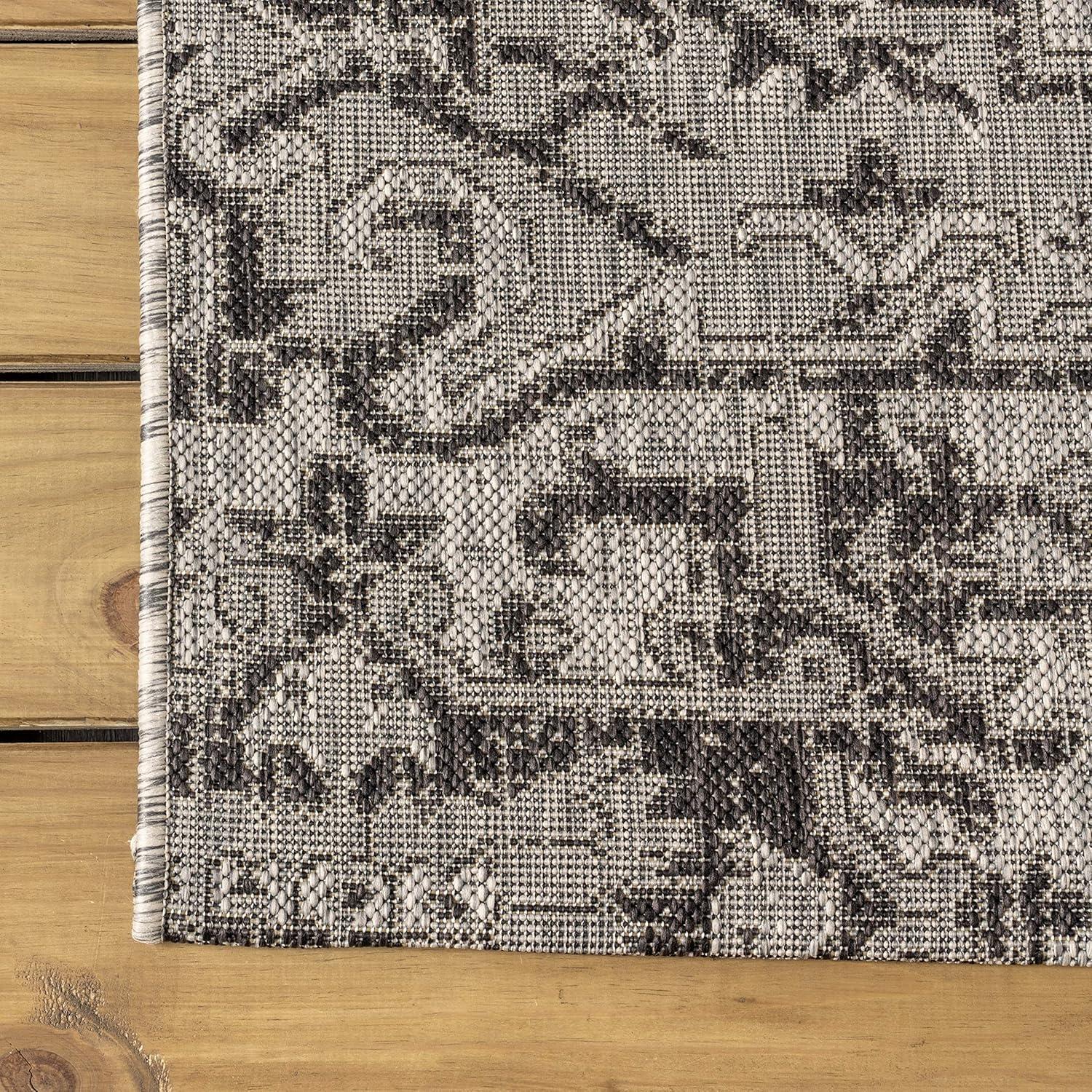 image:imageJONATHAN Y Boho Medallion Indoor Outdoor Area Rug 3X5 TealGray Estrella Textured Weave for Backyard Patio Porch EasyCleaning High Traffic PetFriendly NonShedding SMB105C3BlackGray