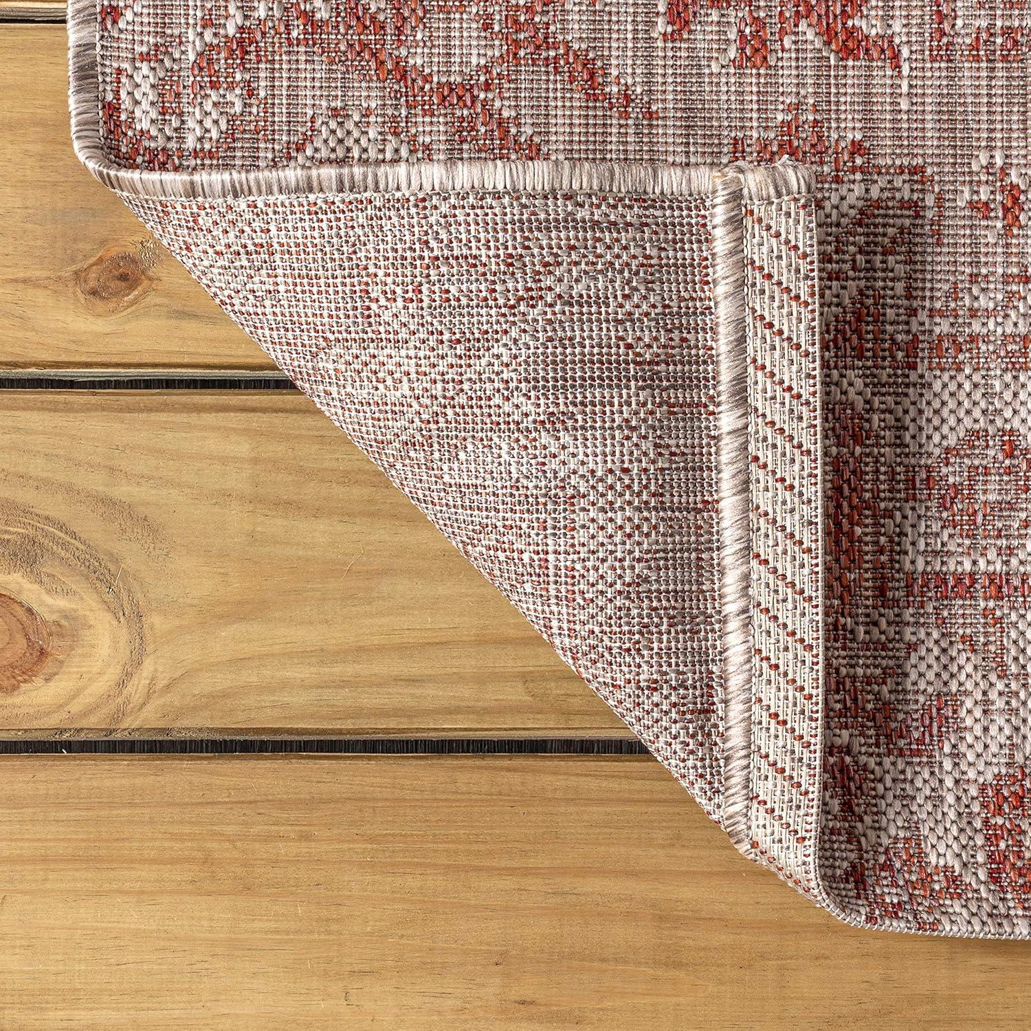 image:imageJONATHAN Y Boho Medallion Indoor Outdoor Area Rug 3X5 TealGray Estrella Textured Weave for Backyard Patio Porch EasyCleaning High Traffic PetFriendly NonShedding SMB105C3RedTaupe
