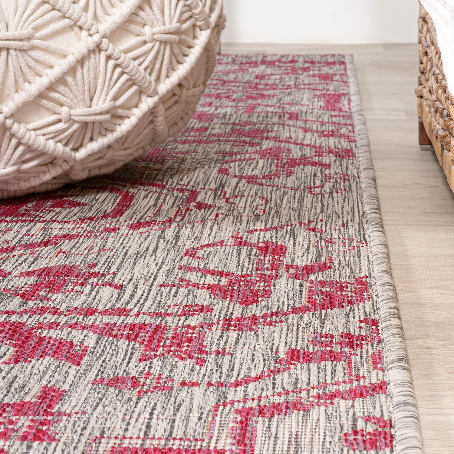 image:imageJONATHAN Y Boho Medallion Indoor Outdoor Area Rug 3X5 TealGray Estrella Textured Weave for Backyard Patio Porch EasyCleaning High Traffic PetFriendly NonShedding SMB105C3Light GrayFuchsia