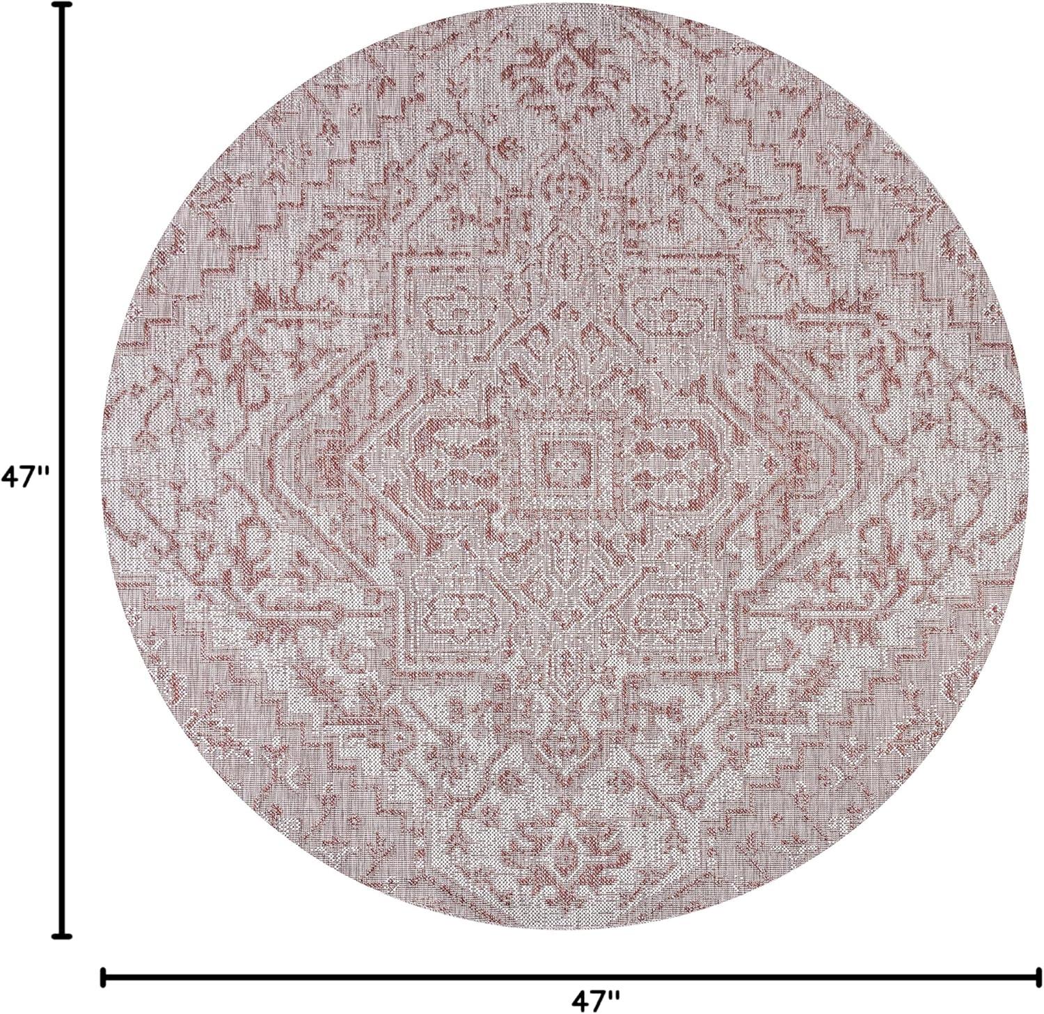 image:imageJONATHAN Y Boho Medallion Indoor Outdoor Area Rug 3X5 TealGray Estrella Textured Weave for Backyard Patio Porch EasyCleaning High Traffic PetFriendly NonShedding SMB105C3RedTaupe