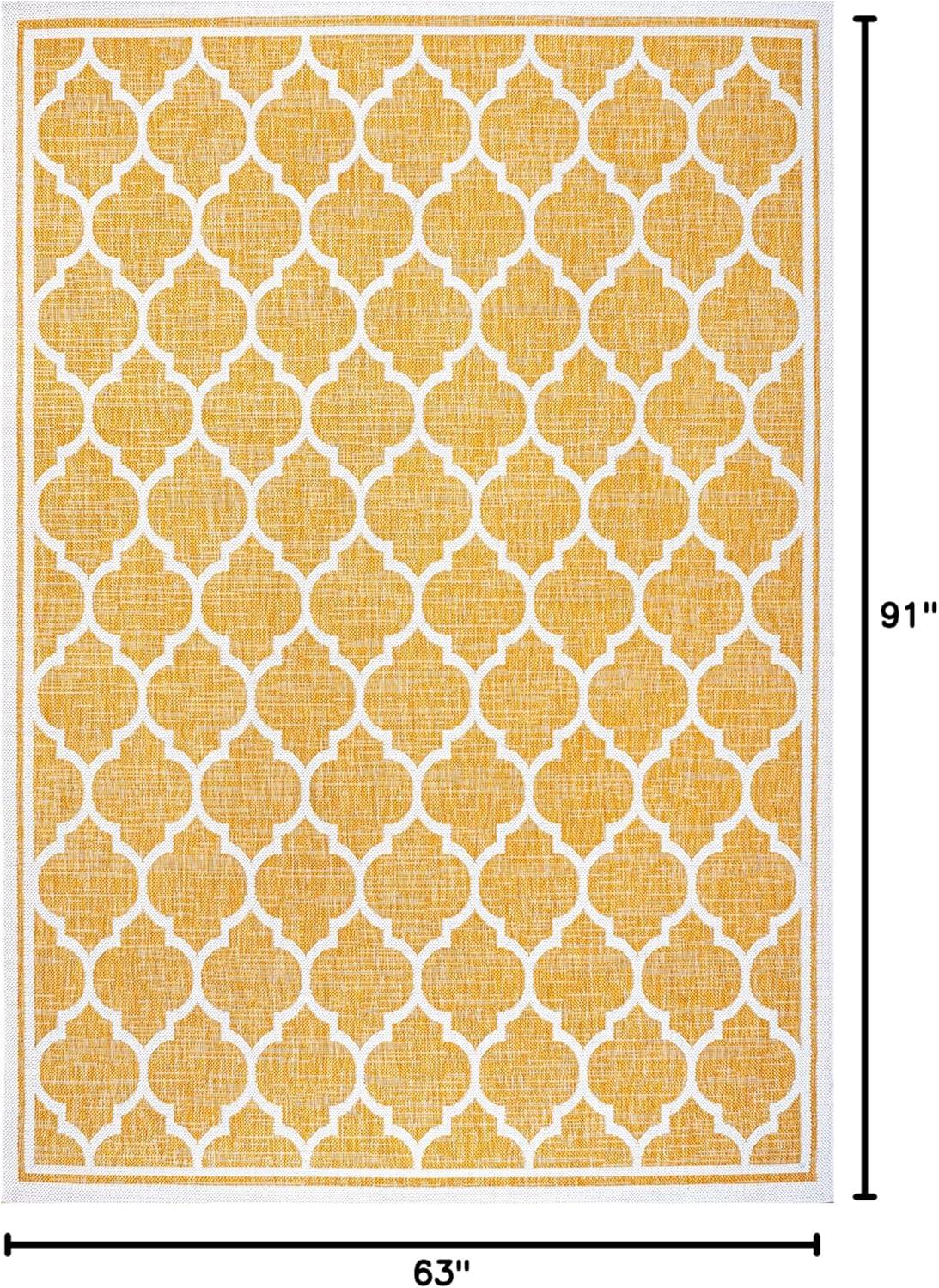 image:imageJONATHAN Y Moroccan Trellis Indoor Outdoor Area Rug 3X5 EspressoTaupe Trebol Textured Weave for Backyard Patio Porch EasyCleaning High Traffic PetFriendly NonShedding SMB109B3YellowCream