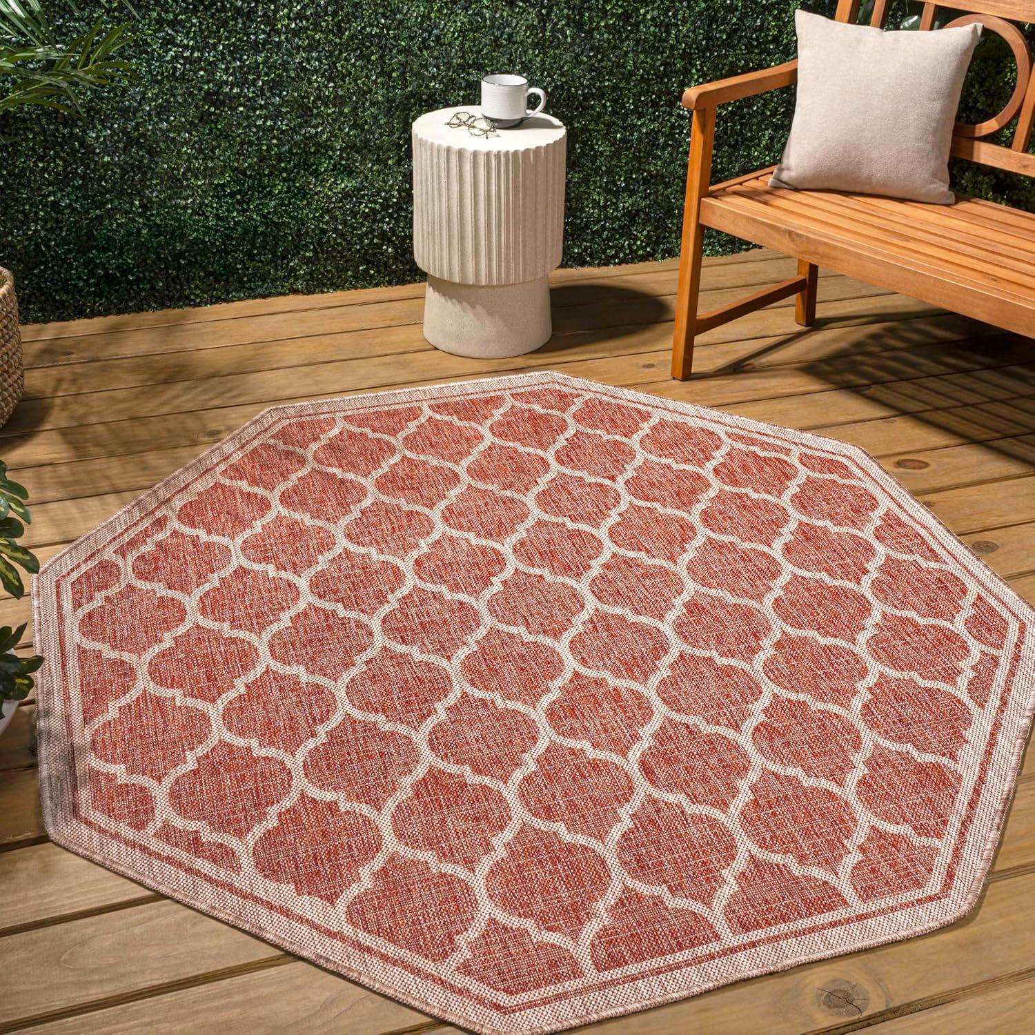 image:imageJONATHAN Y Moroccan Trellis Indoor Outdoor Area Rug 3X5 EspressoTaupe Trebol Textured Weave for Backyard Patio Porch EasyCleaning High Traffic PetFriendly NonShedding SMB109B3RedBeige