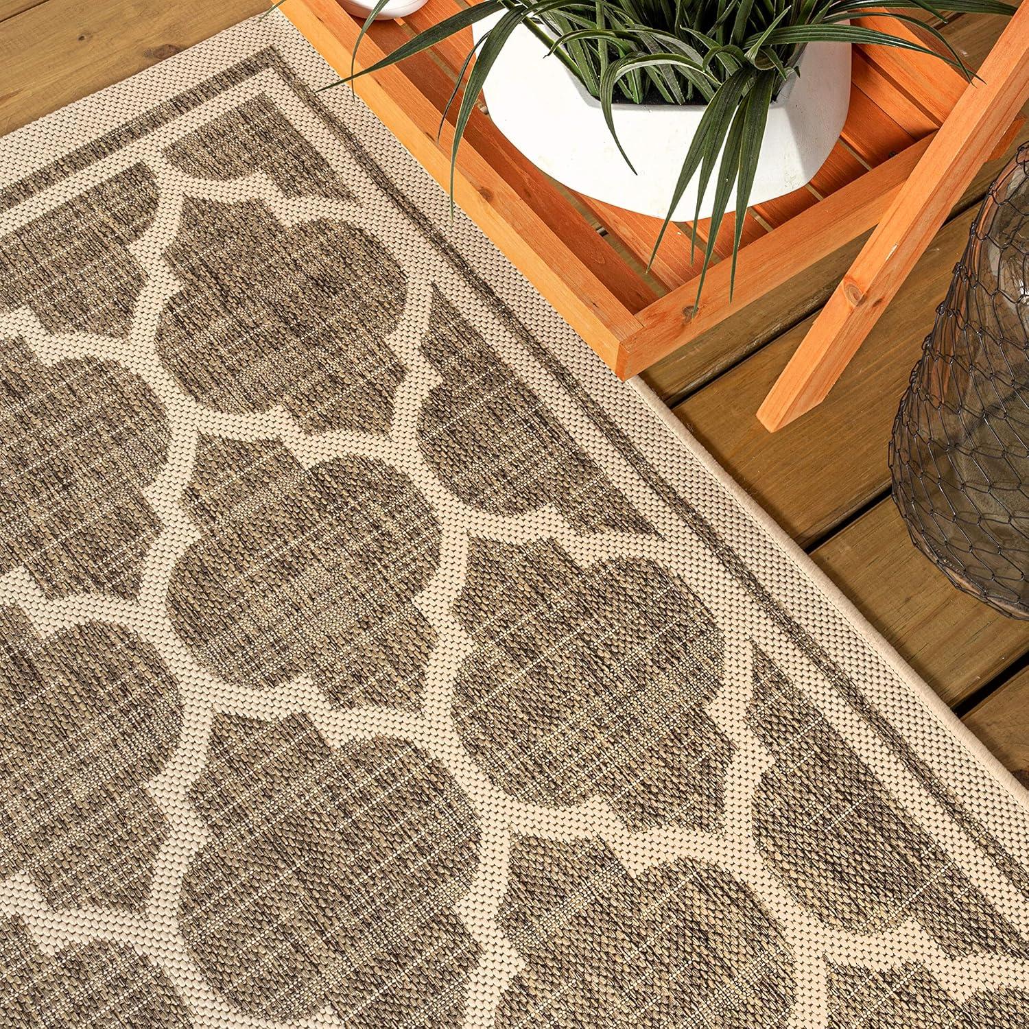 image:imageJONATHAN Y Moroccan Trellis Indoor Outdoor Area Rug 3X5 EspressoTaupe Trebol Textured Weave for Backyard Patio Porch EasyCleaning High Traffic PetFriendly NonShedding SMB109B3BrownBeige
