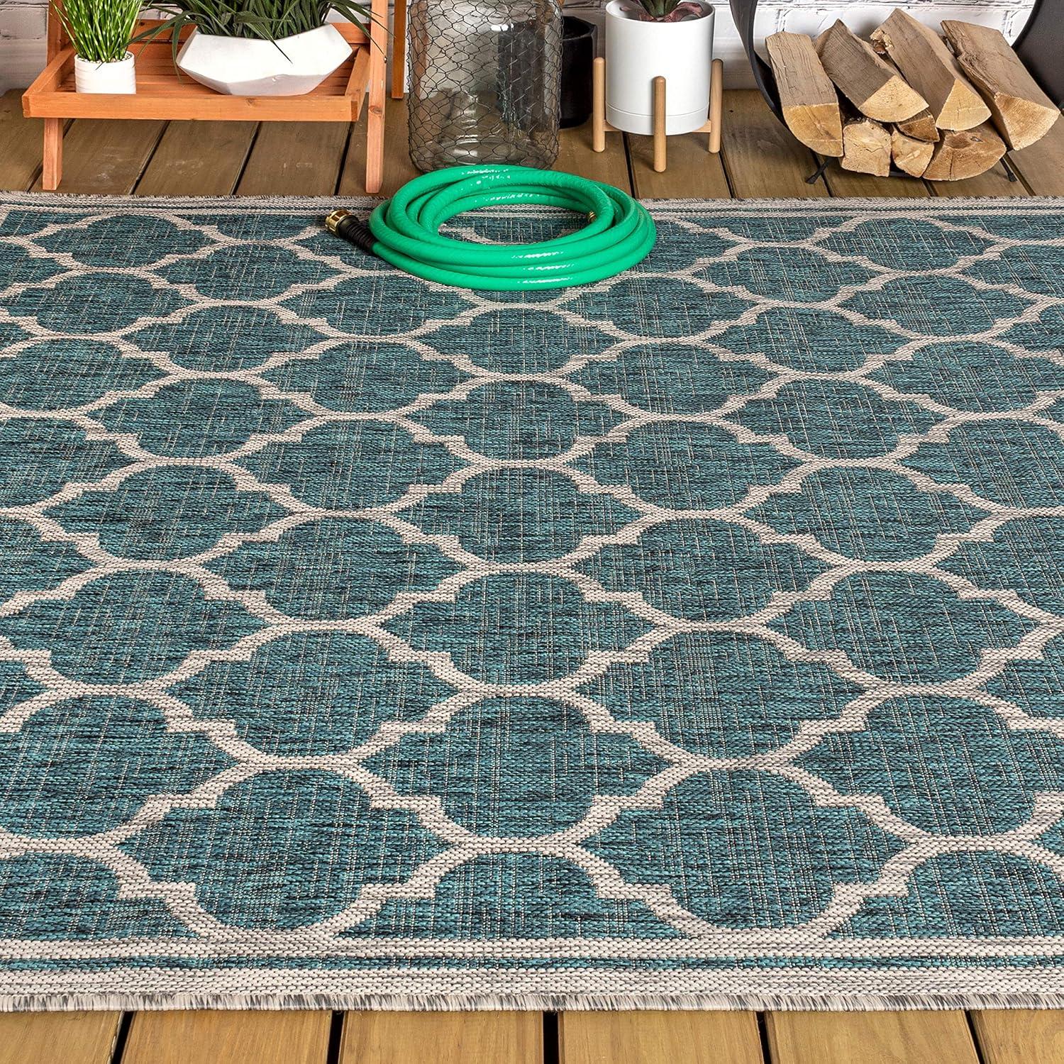 image:imageJONATHAN Y Moroccan Trellis Indoor Outdoor Area Rug 3X5 EspressoTaupe Trebol Textured Weave for Backyard Patio Porch EasyCleaning High Traffic PetFriendly NonShedding SMB109B3TealGray