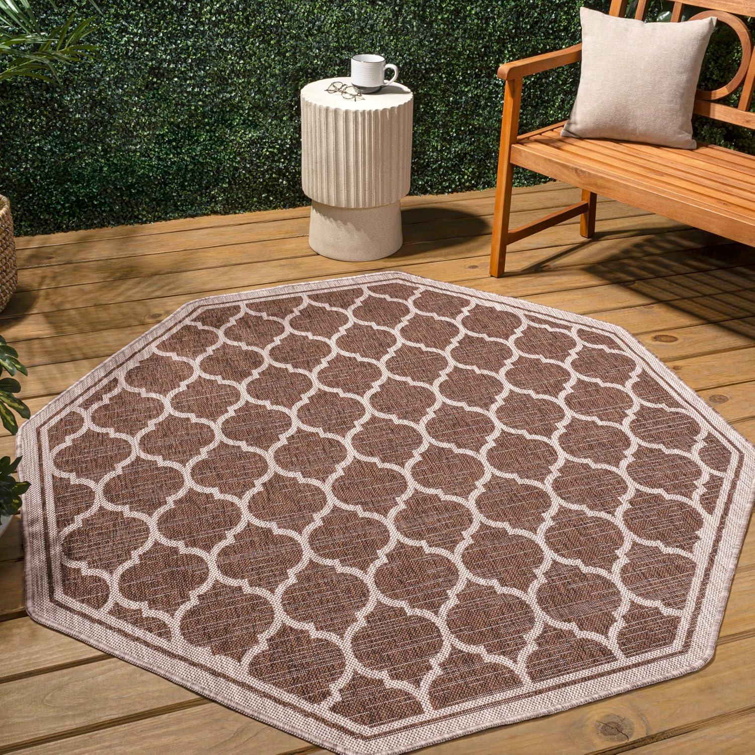 image:imageJONATHAN Y Moroccan Trellis Indoor Outdoor Area Rug 3X5 EspressoTaupe Trebol Textured Weave for Backyard Patio Porch EasyCleaning High Traffic PetFriendly NonShedding SMB109B3EspressoTaupe