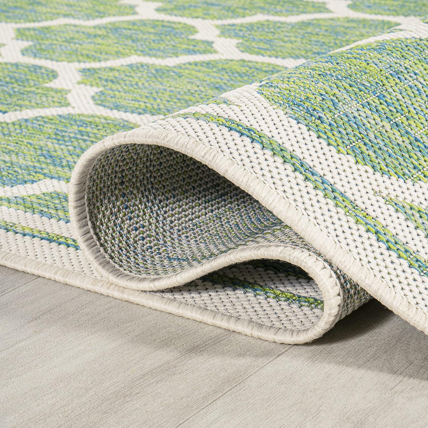 image:imageJONATHAN Y Moroccan Trellis Indoor Outdoor Area Rug 3X5 EspressoTaupe Trebol Textured Weave for Backyard Patio Porch EasyCleaning High Traffic PetFriendly NonShedding SMB109B3CreamGreen
