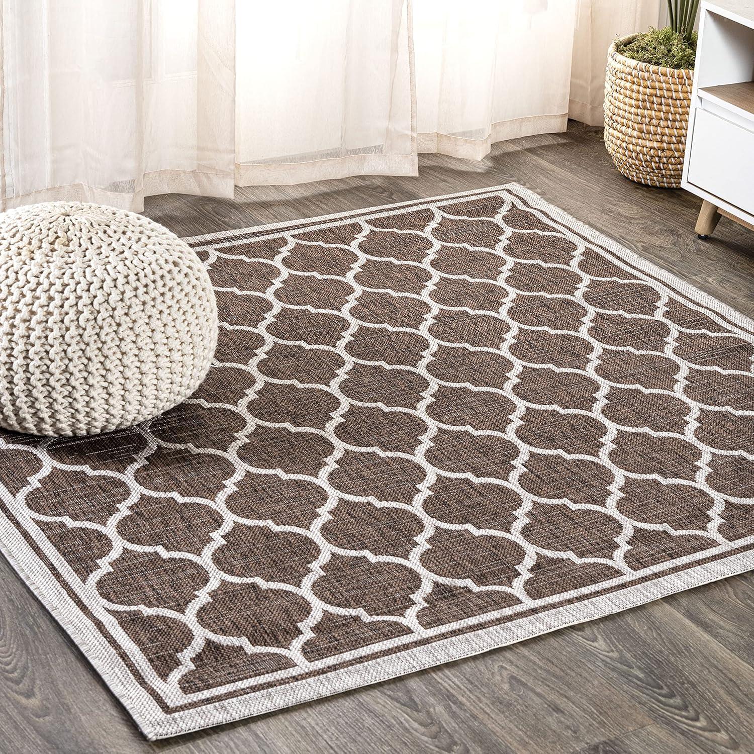 image:imageJONATHAN Y Moroccan Trellis Indoor Outdoor Area Rug 3X5 EspressoTaupe Trebol Textured Weave for Backyard Patio Porch EasyCleaning High Traffic PetFriendly NonShedding SMB109B3EspressoTaupe