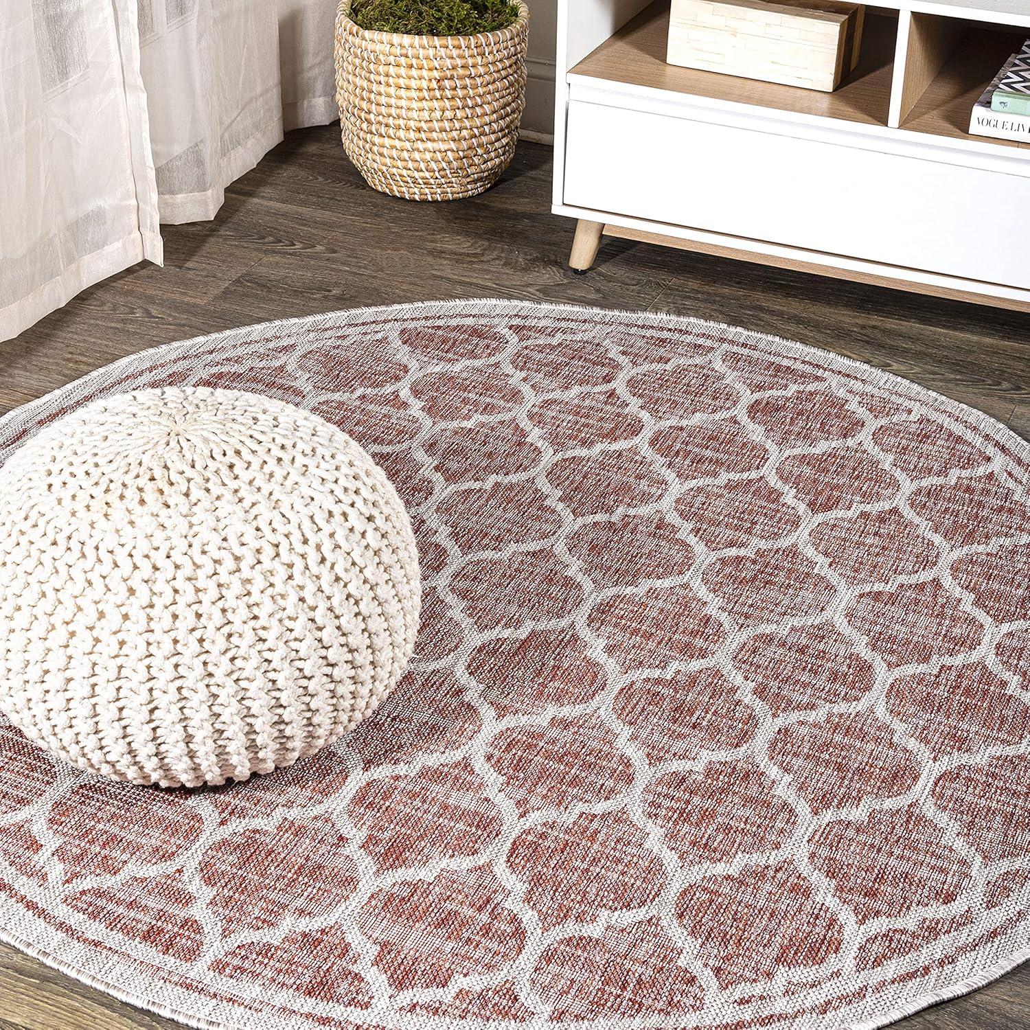 image:imageJONATHAN Y Moroccan Trellis Indoor Outdoor Area Rug 3X5 EspressoTaupe Trebol Textured Weave for Backyard Patio Porch EasyCleaning High Traffic PetFriendly NonShedding SMB109B3RedBeige