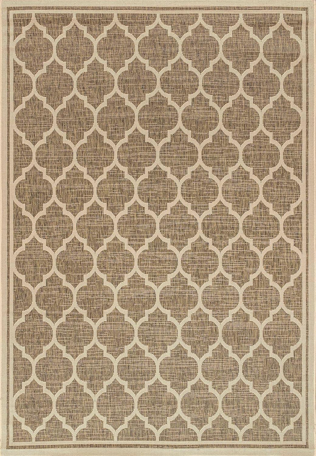 image:imageJONATHAN Y Moroccan Trellis Indoor Outdoor Area Rug 3X5 EspressoTaupe Trebol Textured Weave for Backyard Patio Porch EasyCleaning High Traffic PetFriendly NonShedding SMB109B3BrownBeige