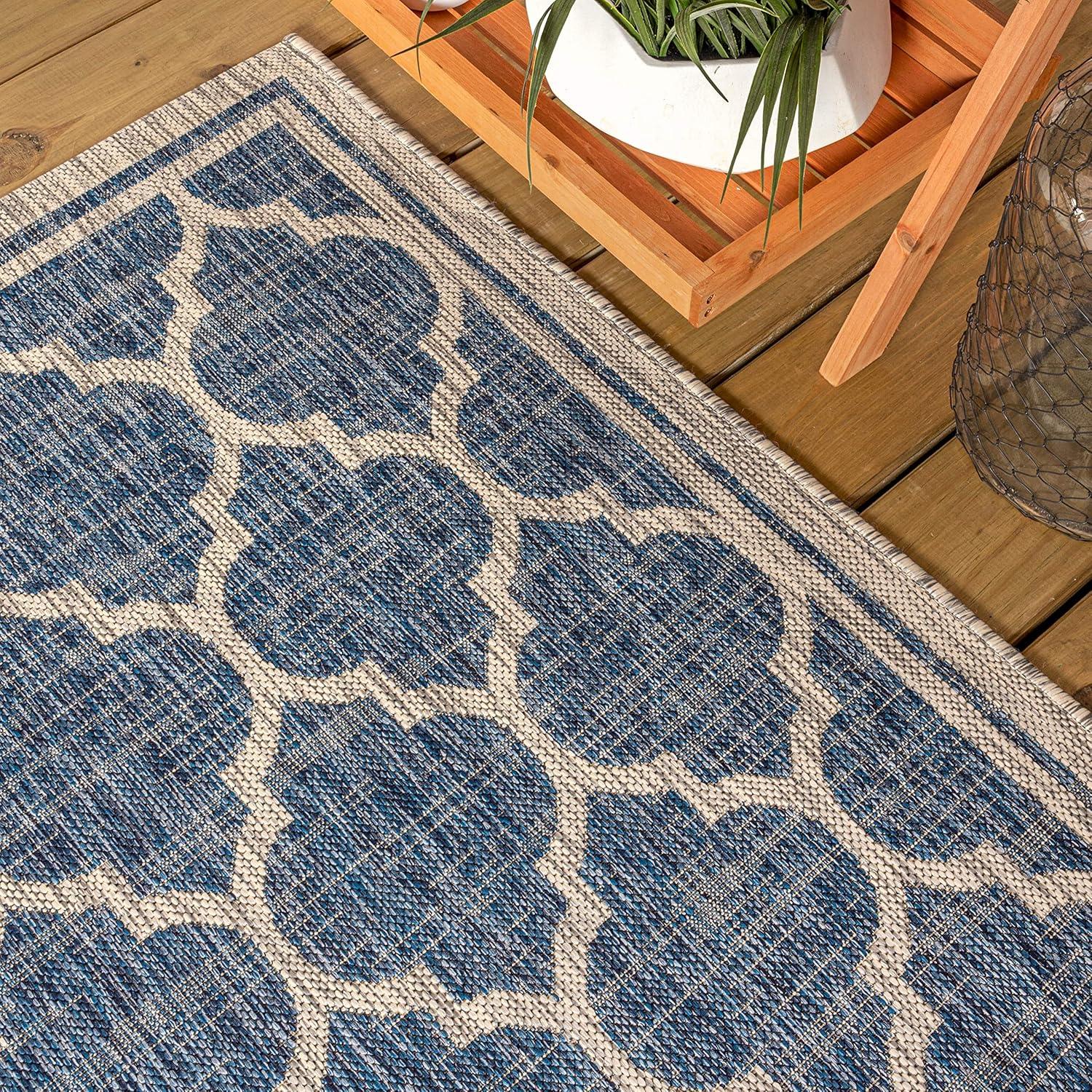 image:imageJONATHAN Y Moroccan Trellis Indoor Outdoor Area Rug 3X5 EspressoTaupe Trebol Textured Weave for Backyard Patio Porch EasyCleaning High Traffic PetFriendly NonShedding SMB109B3NavyGray