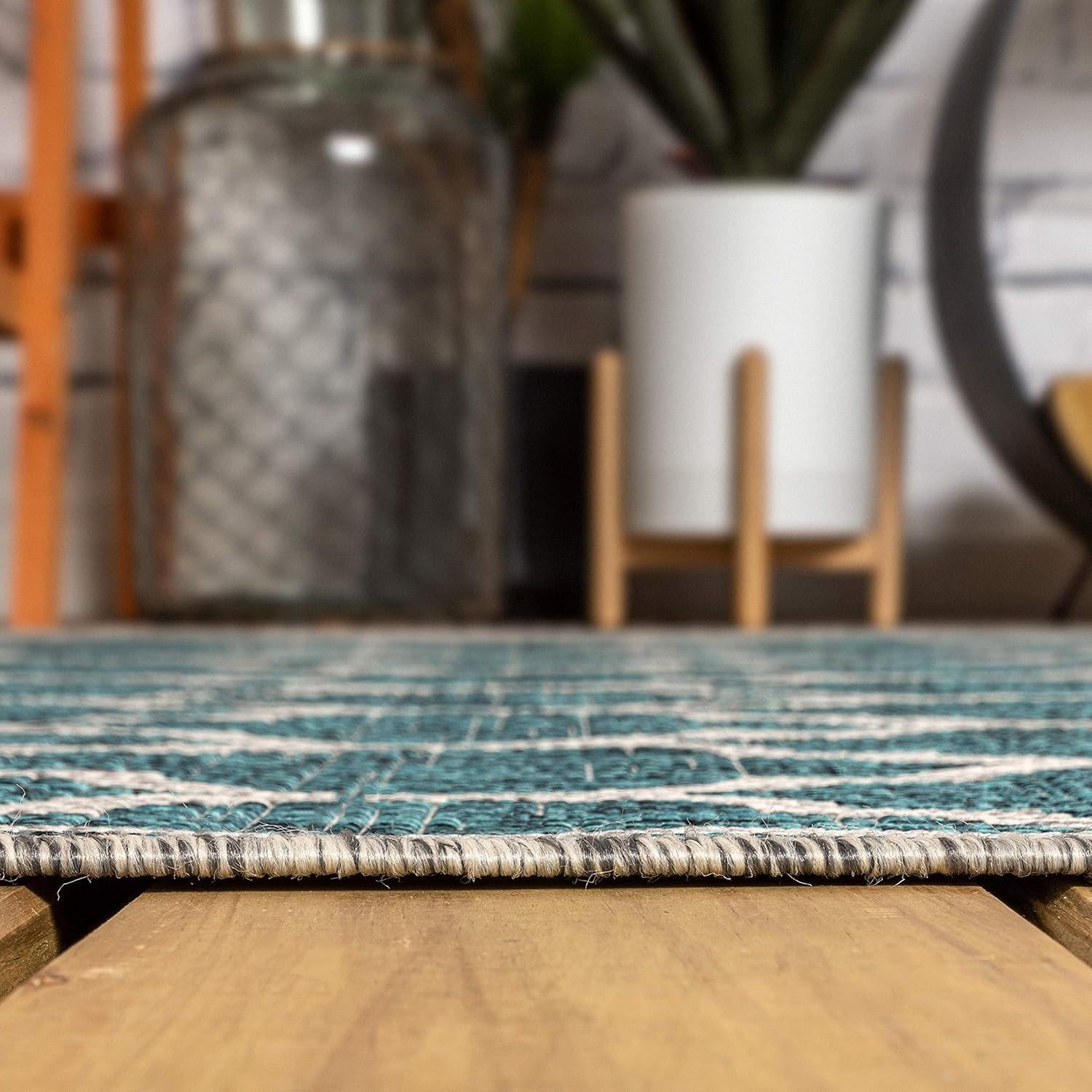 image:imageJONATHAN Y Moroccan Trellis Indoor Outdoor Area Rug 3X5 EspressoTaupe Trebol Textured Weave for Backyard Patio Porch EasyCleaning High Traffic PetFriendly NonShedding SMB109B3TealGray