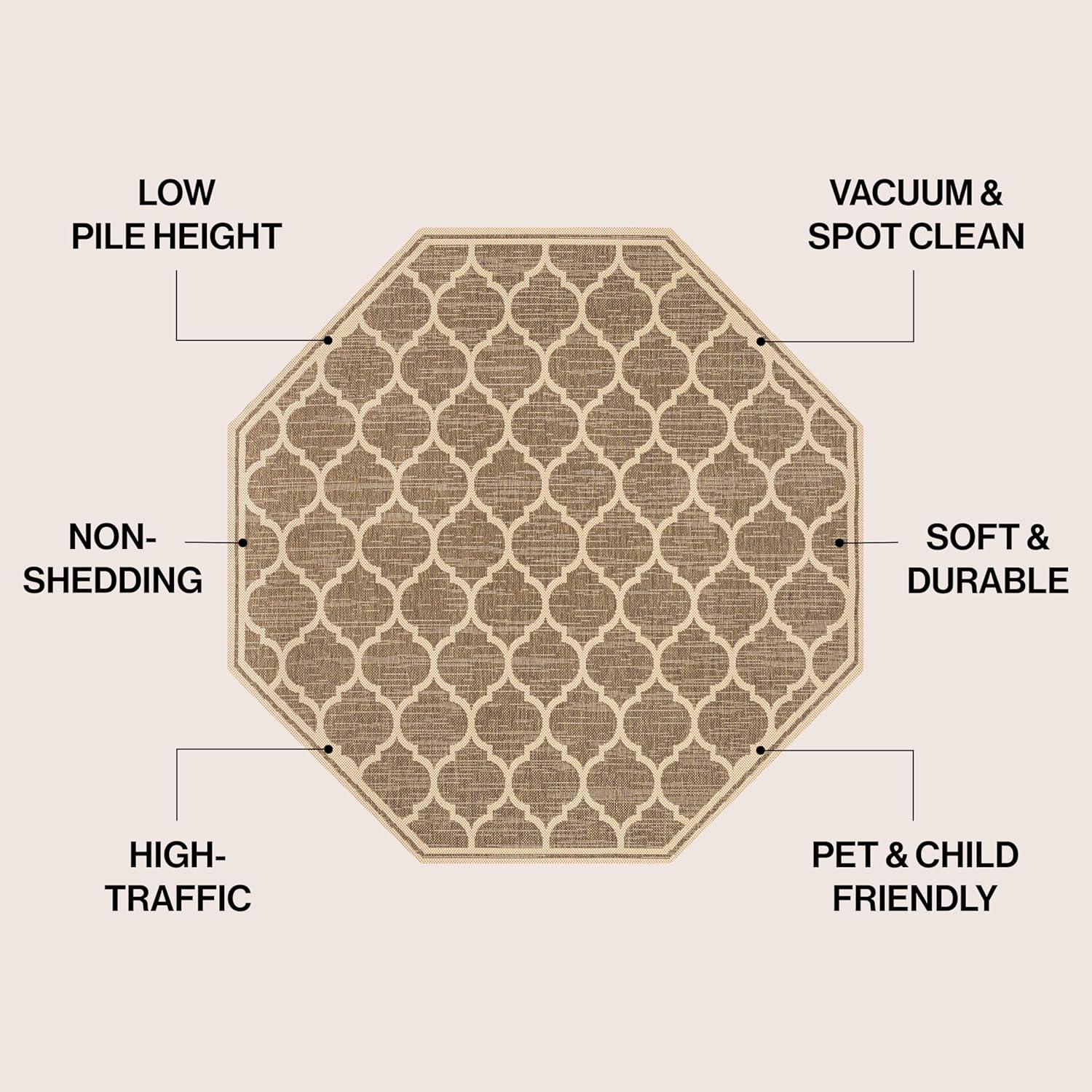 image:imageJONATHAN Y Moroccan Trellis Indoor Outdoor Area Rug 3X5 EspressoTaupe Trebol Textured Weave for Backyard Patio Porch EasyCleaning High Traffic PetFriendly NonShedding SMB109B3BrownBeige