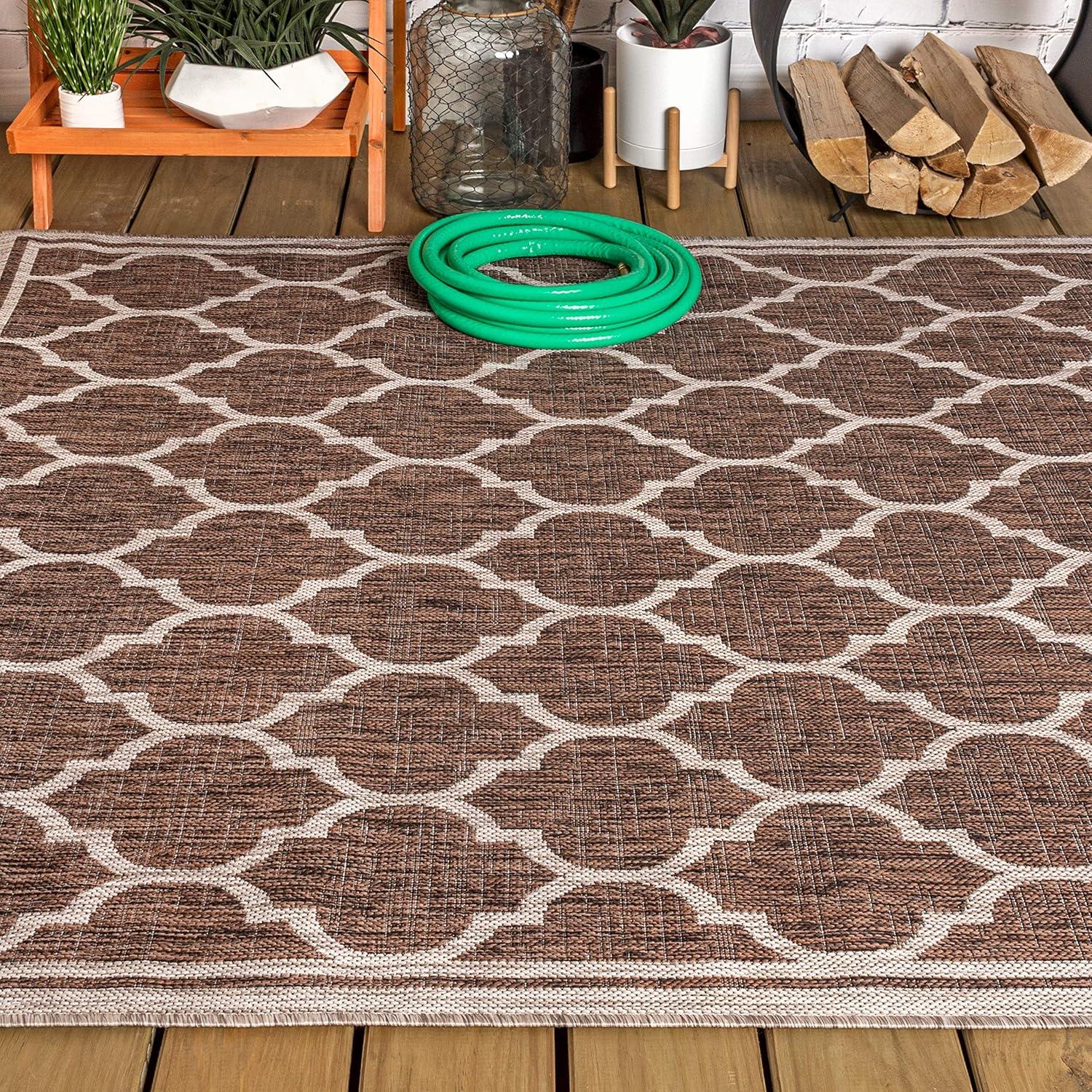 image:imageJONATHAN Y Moroccan Trellis Indoor Outdoor Area Rug 3X5 EspressoTaupe Trebol Textured Weave for Backyard Patio Porch EasyCleaning High Traffic PetFriendly NonShedding SMB109B3EspressoTaupe