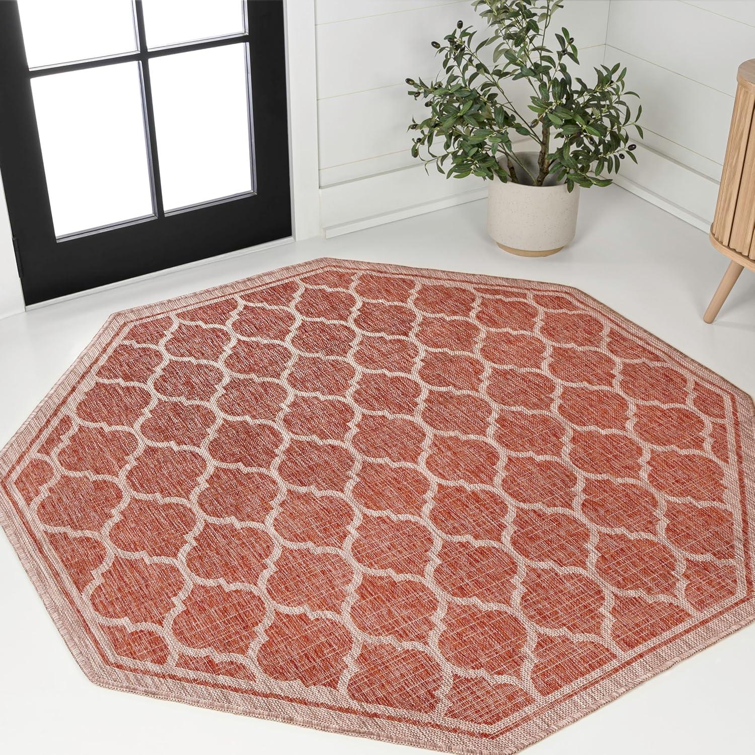 image:imageJONATHAN Y Moroccan Trellis Indoor Outdoor Area Rug 3X5 EspressoTaupe Trebol Textured Weave for Backyard Patio Porch EasyCleaning High Traffic PetFriendly NonShedding SMB109B3RedBeige
