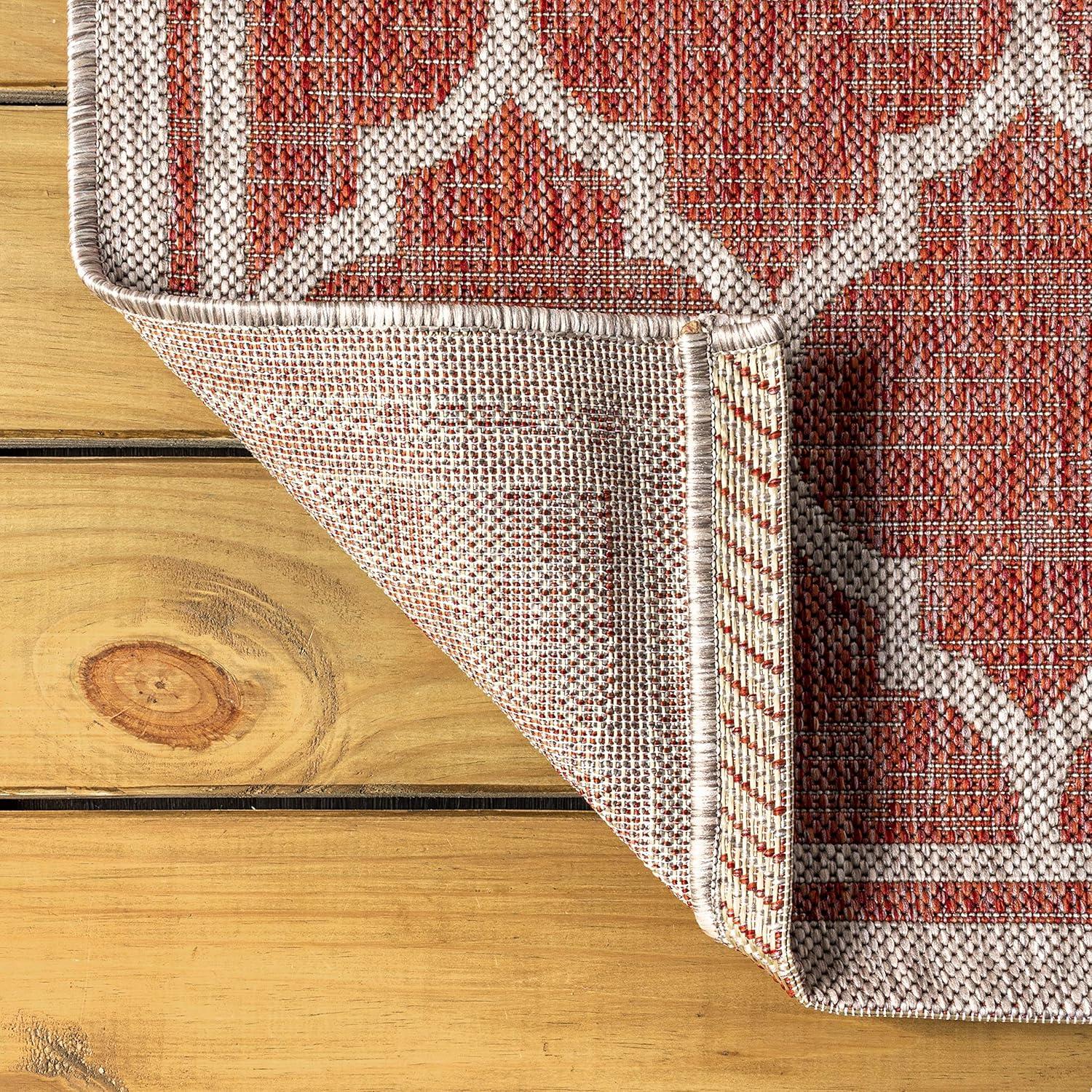 image:imageJONATHAN Y Moroccan Trellis Indoor Outdoor Area Rug 3X5 EspressoTaupe Trebol Textured Weave for Backyard Patio Porch EasyCleaning High Traffic PetFriendly NonShedding SMB109B3RedBeige
