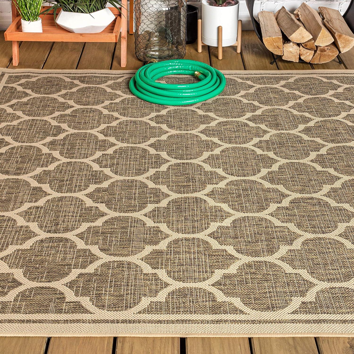 image:imageJONATHAN Y Moroccan Trellis Indoor Outdoor Area Rug 3X5 EspressoTaupe Trebol Textured Weave for Backyard Patio Porch EasyCleaning High Traffic PetFriendly NonShedding SMB109B3BrownBeige