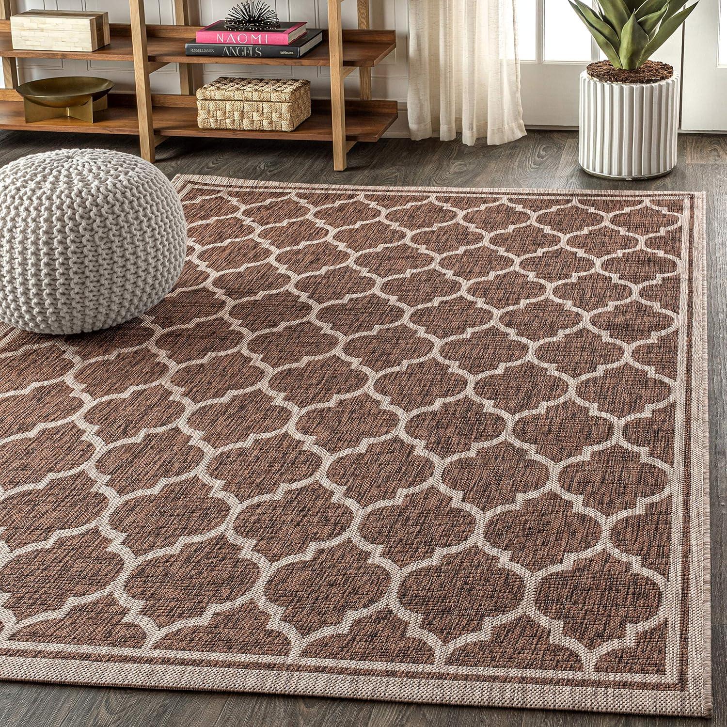 image:imageJONATHAN Y Moroccan Trellis Indoor Outdoor Area Rug 3X5 EspressoTaupe Trebol Textured Weave for Backyard Patio Porch EasyCleaning High Traffic PetFriendly NonShedding SMB109B3EspressoTaupe
