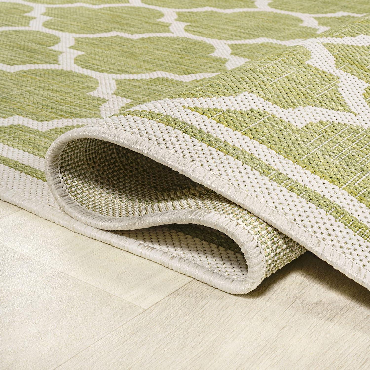 image:imageJONATHAN Y Moroccan Trellis Indoor Outdoor Area Rug 3X5 EspressoTaupe Trebol Textured Weave for Backyard Patio Porch EasyCleaning High Traffic PetFriendly NonShedding SMB109B3GreenCream