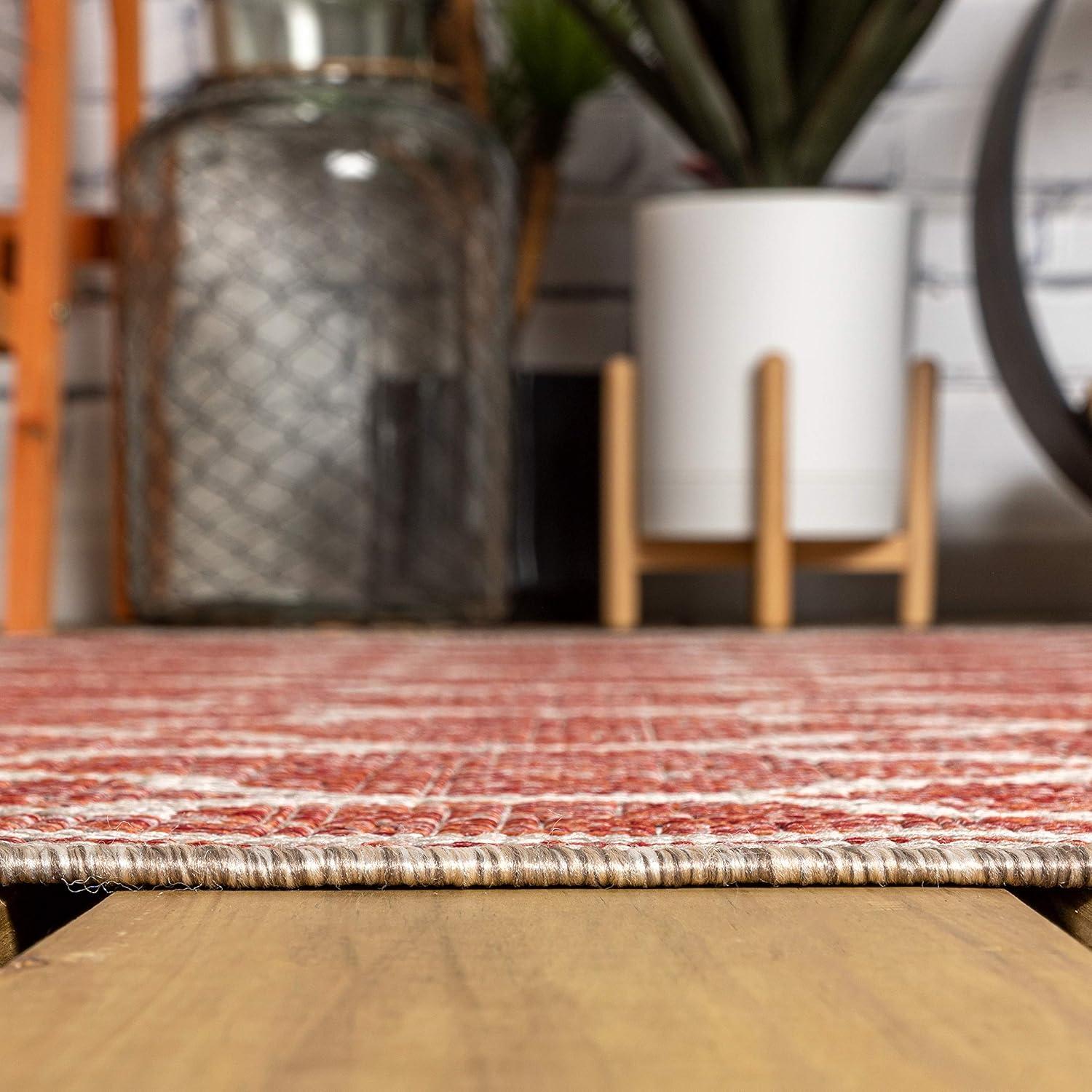 image:imageJONATHAN Y Moroccan Trellis Indoor Outdoor Area Rug 3X5 EspressoTaupe Trebol Textured Weave for Backyard Patio Porch EasyCleaning High Traffic PetFriendly NonShedding SMB109B3RedBeige