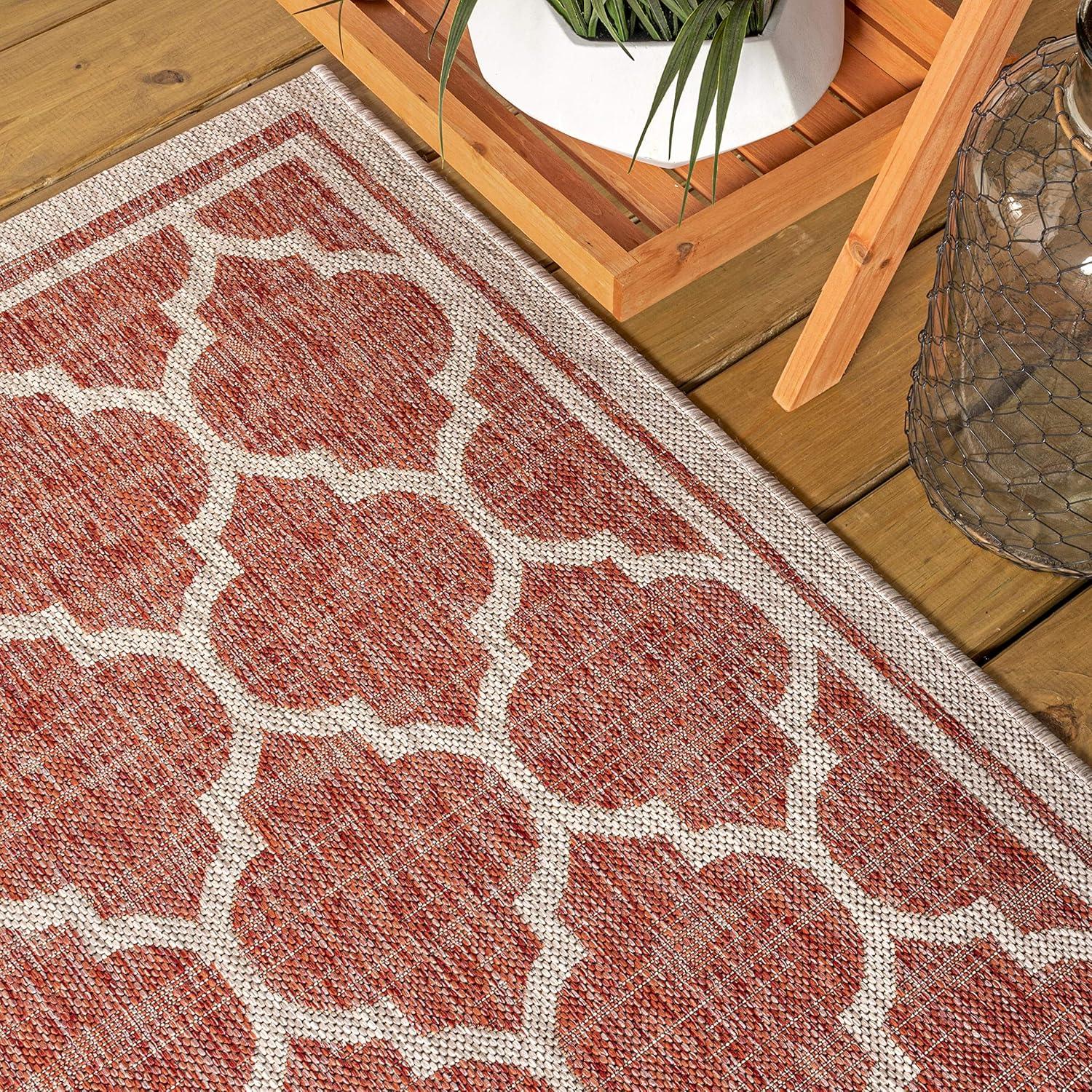 image:imageJONATHAN Y Moroccan Trellis Indoor Outdoor Area Rug 3X5 EspressoTaupe Trebol Textured Weave for Backyard Patio Porch EasyCleaning High Traffic PetFriendly NonShedding SMB109B3RedBeige