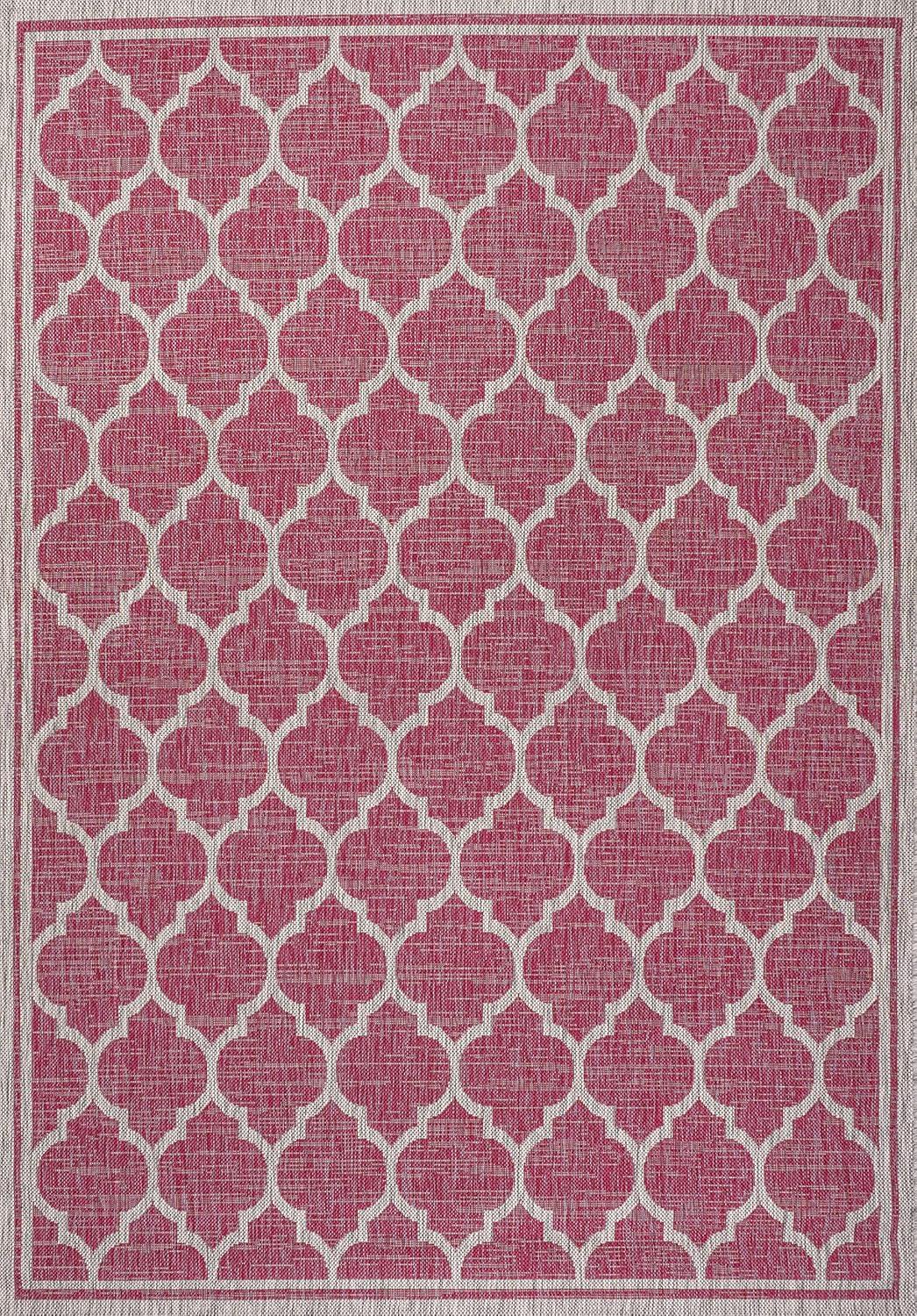 image:imageJONATHAN Y Moroccan Trellis Indoor Outdoor Area Rug 3X5 EspressoTaupe Trebol Textured Weave for Backyard Patio Porch EasyCleaning High Traffic PetFriendly NonShedding SMB109B3FuchsiaLight Gray