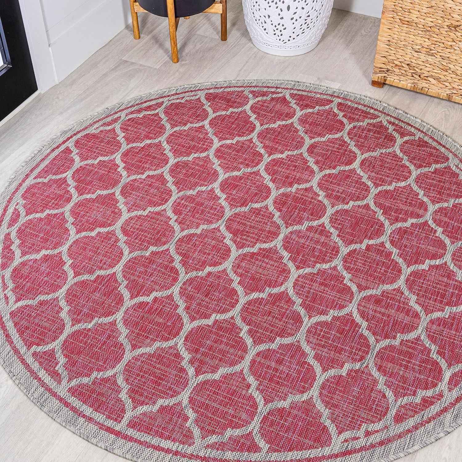 image:imageJONATHAN Y Moroccan Trellis Indoor Outdoor Area Rug 3X5 EspressoTaupe Trebol Textured Weave for Backyard Patio Porch EasyCleaning High Traffic PetFriendly NonShedding SMB109B3FuchsiaLight Gray