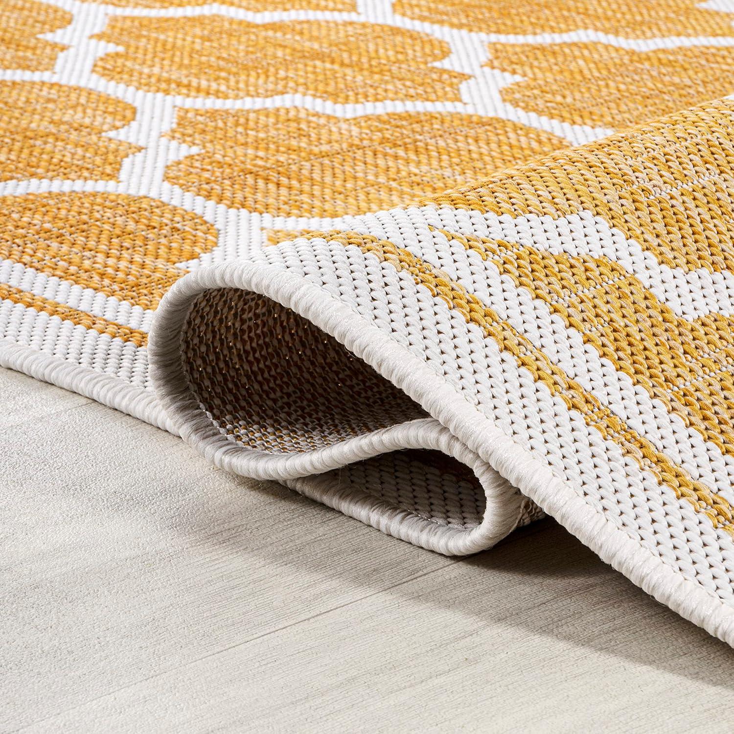 image:imageJONATHAN Y Moroccan Trellis Indoor Outdoor Area Rug 3X5 EspressoTaupe Trebol Textured Weave for Backyard Patio Porch EasyCleaning High Traffic PetFriendly NonShedding SMB109B3YellowCream