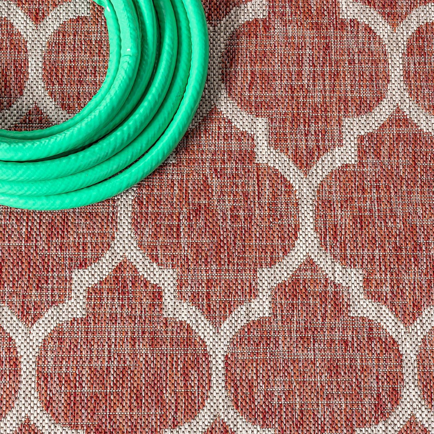 image:imageJONATHAN Y Moroccan Trellis Indoor Outdoor Area Rug 3X5 EspressoTaupe Trebol Textured Weave for Backyard Patio Porch EasyCleaning High Traffic PetFriendly NonShedding SMB109B3RedBeige