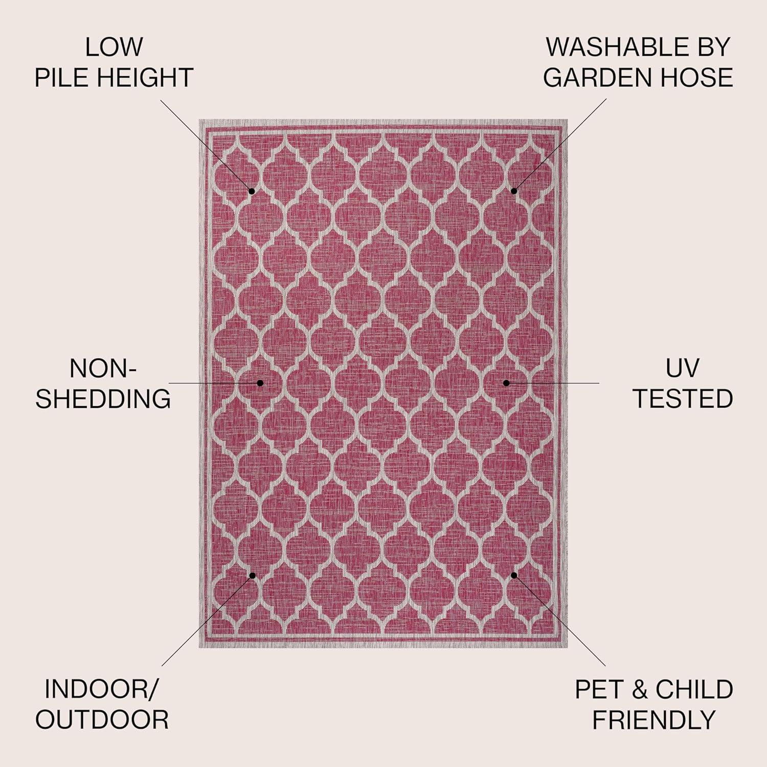image:imageJONATHAN Y Moroccan Trellis Indoor Outdoor Area Rug 3X5 EspressoTaupe Trebol Textured Weave for Backyard Patio Porch EasyCleaning High Traffic PetFriendly NonShedding SMB109B3FuchsiaLight Gray
