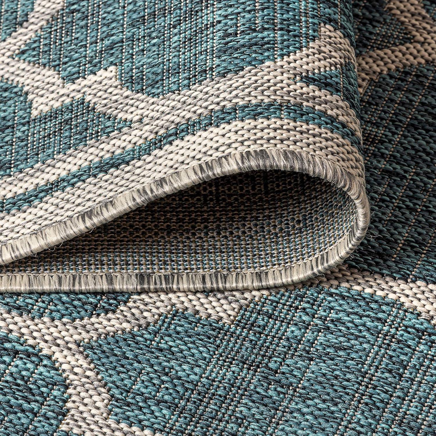 image:imageJONATHAN Y Moroccan Trellis Indoor Outdoor Area Rug 3X5 EspressoTaupe Trebol Textured Weave for Backyard Patio Porch EasyCleaning High Traffic PetFriendly NonShedding SMB109B3TealGray