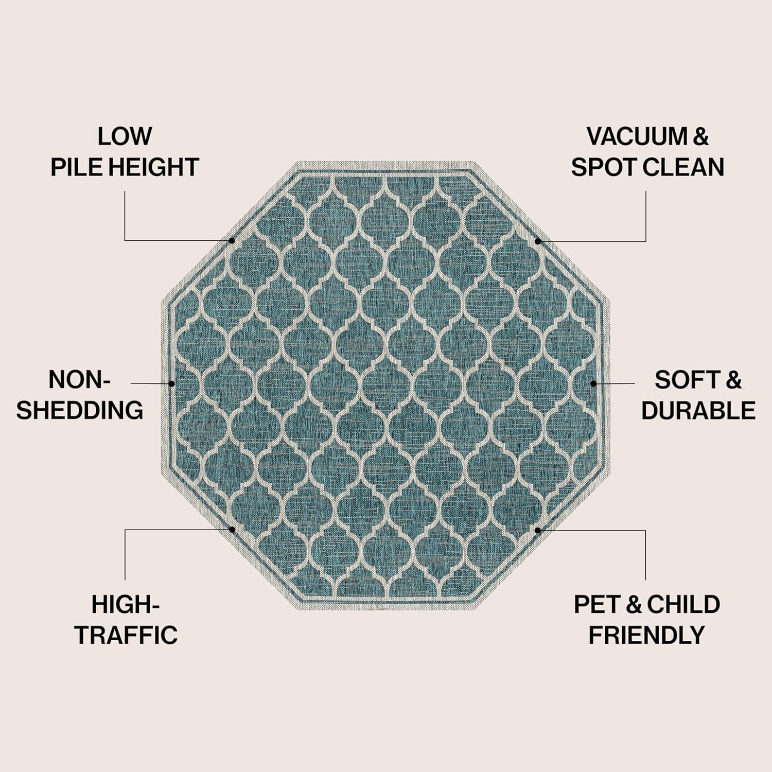 image:imageJONATHAN Y Moroccan Trellis Indoor Outdoor Area Rug 3X5 EspressoTaupe Trebol Textured Weave for Backyard Patio Porch EasyCleaning High Traffic PetFriendly NonShedding SMB109B3TealGray