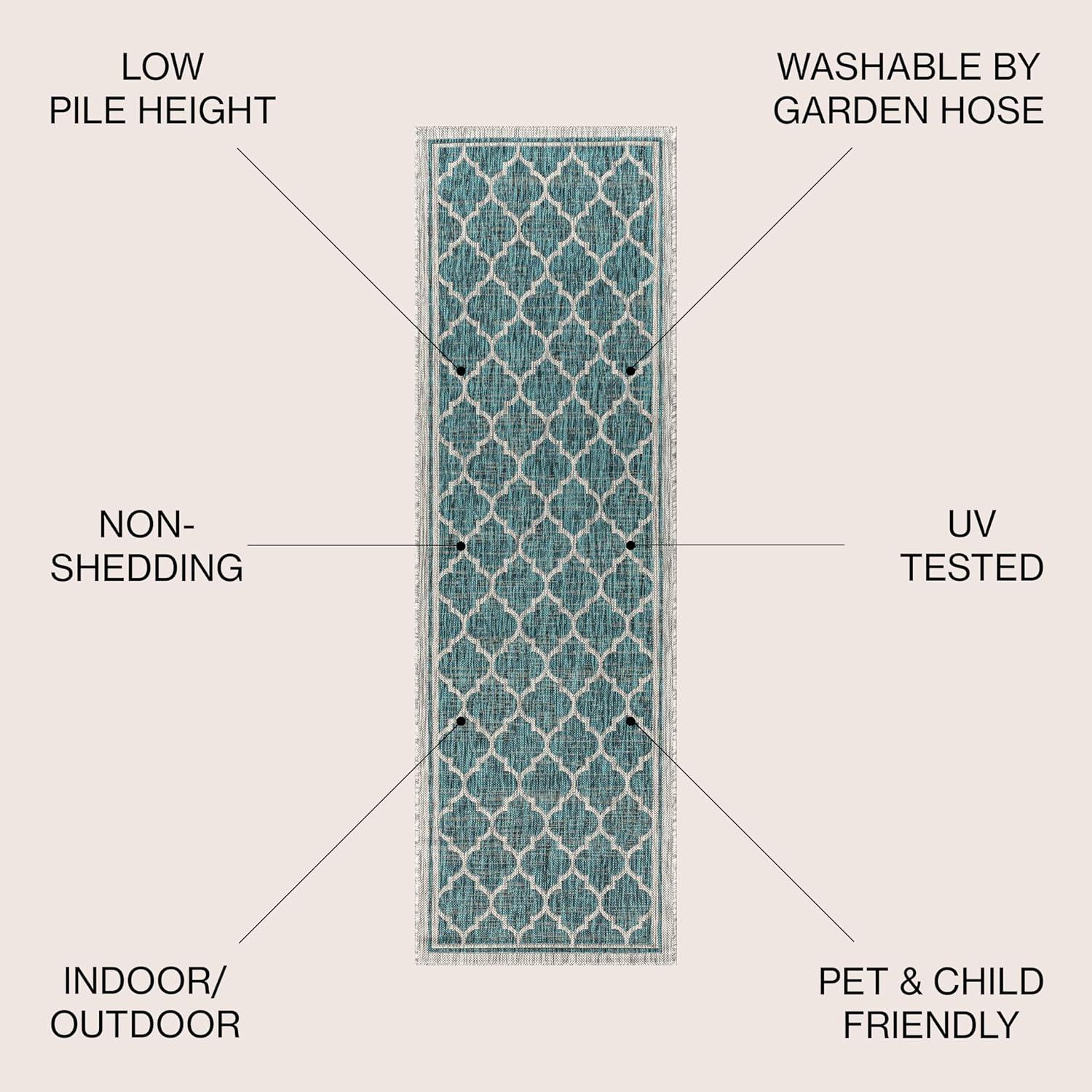 image:imageJONATHAN Y Moroccan Trellis Indoor Outdoor Area Rug 3X5 EspressoTaupe Trebol Textured Weave for Backyard Patio Porch EasyCleaning High Traffic PetFriendly NonShedding SMB109B3TealGray