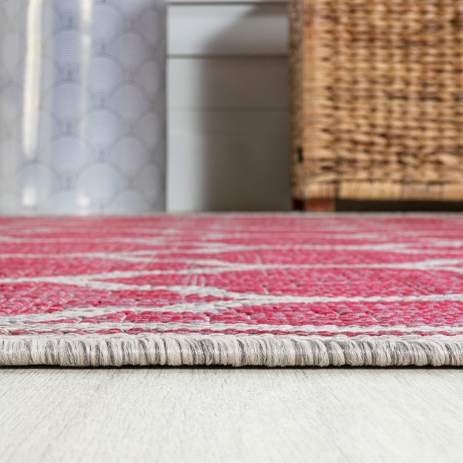 image:imageJONATHAN Y Moroccan Trellis Indoor Outdoor Area Rug 3X5 EspressoTaupe Trebol Textured Weave for Backyard Patio Porch EasyCleaning High Traffic PetFriendly NonShedding SMB109B3FuchsiaLight Gray