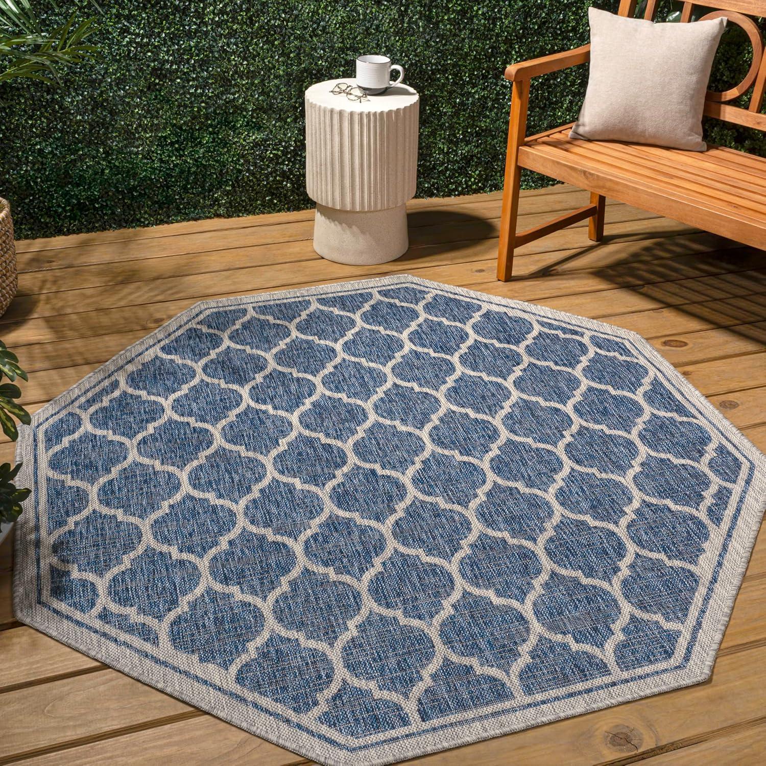 image:imageJONATHAN Y Moroccan Trellis Indoor Outdoor Area Rug 3X5 EspressoTaupe Trebol Textured Weave for Backyard Patio Porch EasyCleaning High Traffic PetFriendly NonShedding SMB109B3NavyGray
