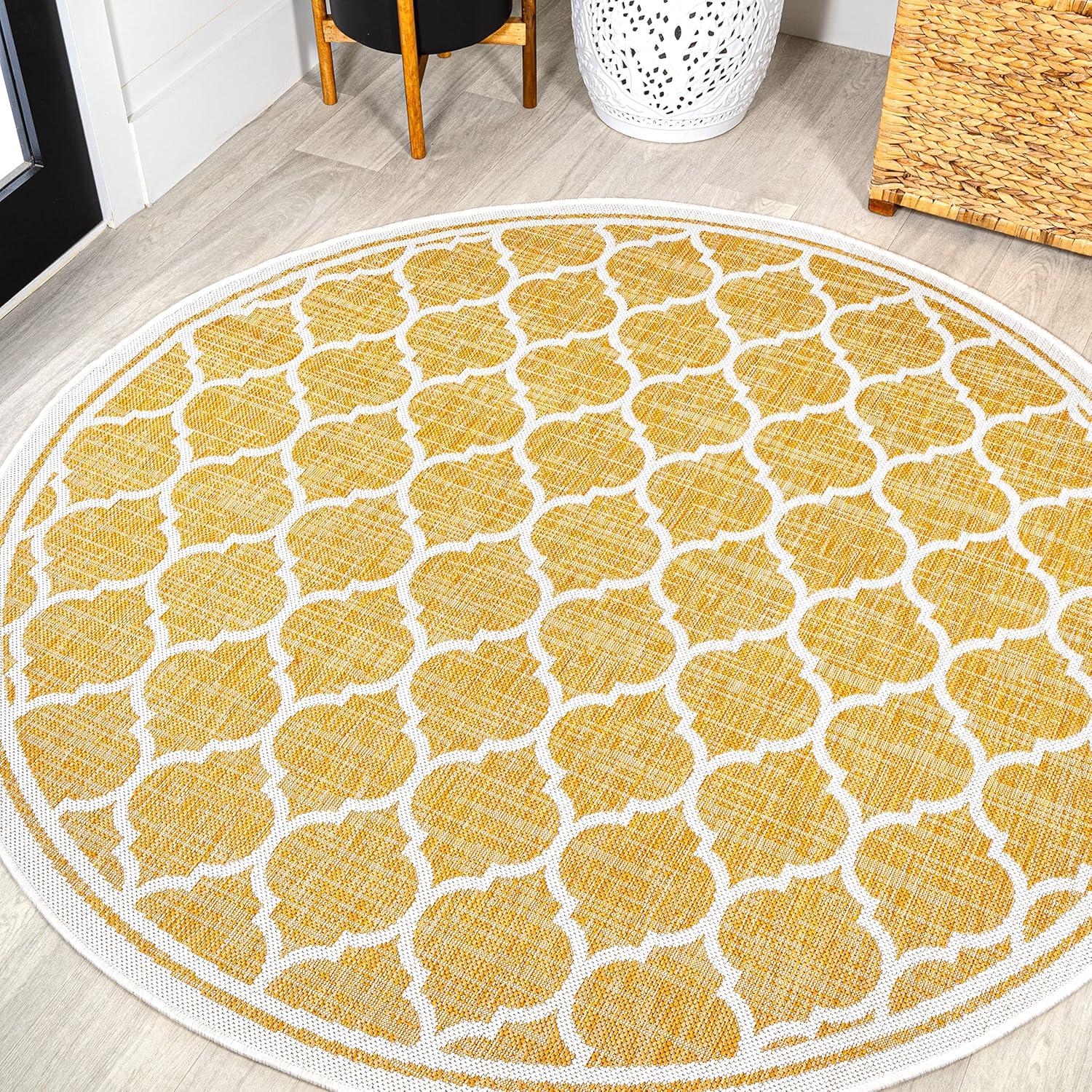 image:imageJONATHAN Y Moroccan Trellis Indoor Outdoor Area Rug 3X5 EspressoTaupe Trebol Textured Weave for Backyard Patio Porch EasyCleaning High Traffic PetFriendly NonShedding SMB109B3YellowCream