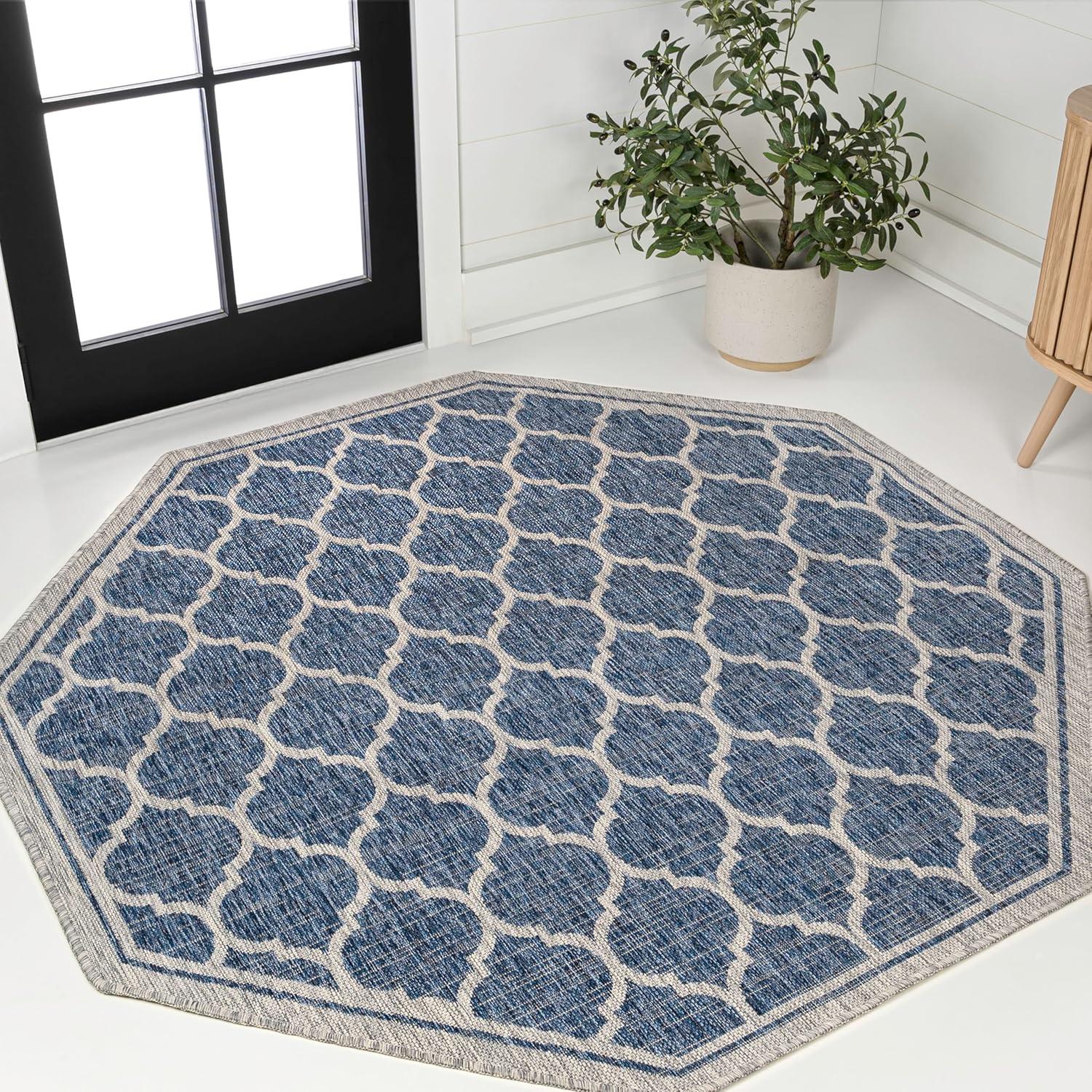 image:imageJONATHAN Y Moroccan Trellis Indoor Outdoor Area Rug 3X5 EspressoTaupe Trebol Textured Weave for Backyard Patio Porch EasyCleaning High Traffic PetFriendly NonShedding SMB109B3NavyGray