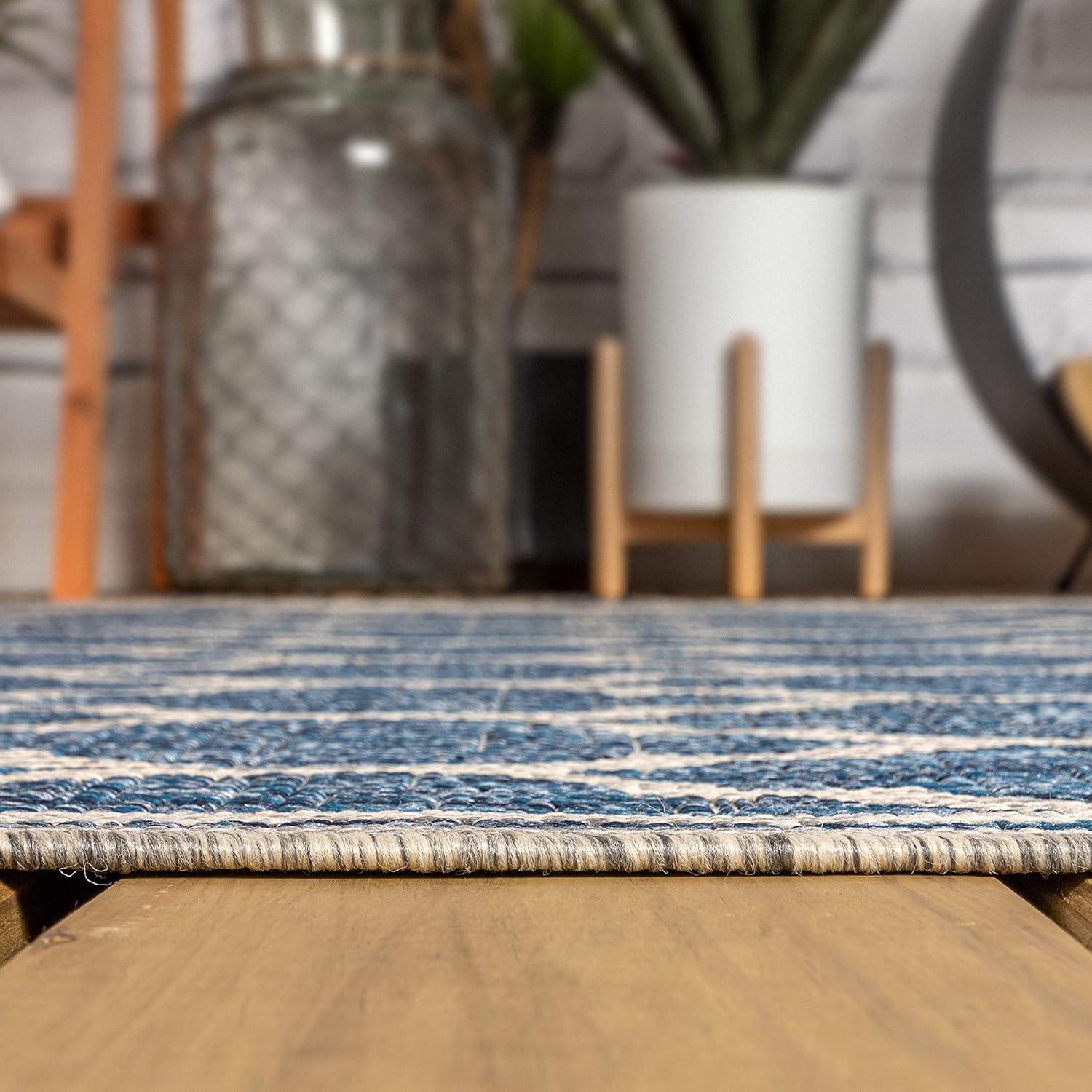 image:imageJONATHAN Y Moroccan Trellis Indoor Outdoor Area Rug 3X5 EspressoTaupe Trebol Textured Weave for Backyard Patio Porch EasyCleaning High Traffic PetFriendly NonShedding SMB109B3NavyGray