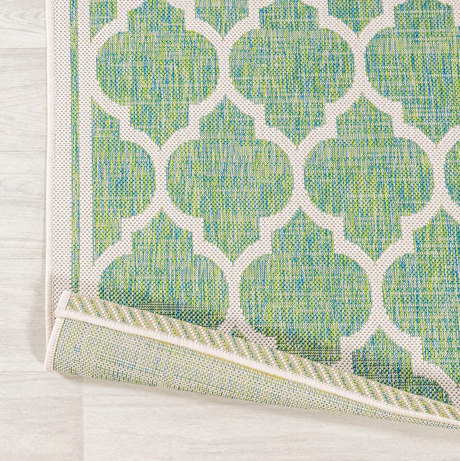 image:imageJONATHAN Y Moroccan Trellis Indoor Outdoor Area Rug 3X5 EspressoTaupe Trebol Textured Weave for Backyard Patio Porch EasyCleaning High Traffic PetFriendly NonShedding SMB109B3CreamGreen