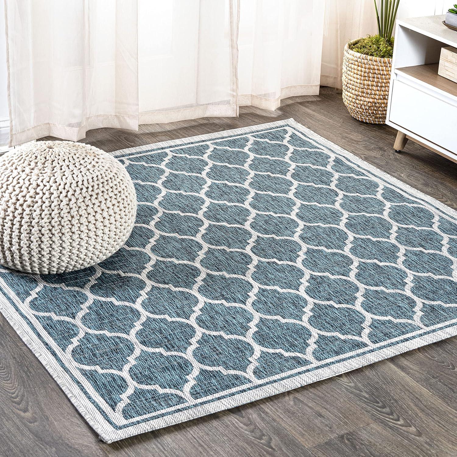 image:imageJONATHAN Y Moroccan Trellis Indoor Outdoor Area Rug 3X5 EspressoTaupe Trebol Textured Weave for Backyard Patio Porch EasyCleaning High Traffic PetFriendly NonShedding SMB109B3TealGray