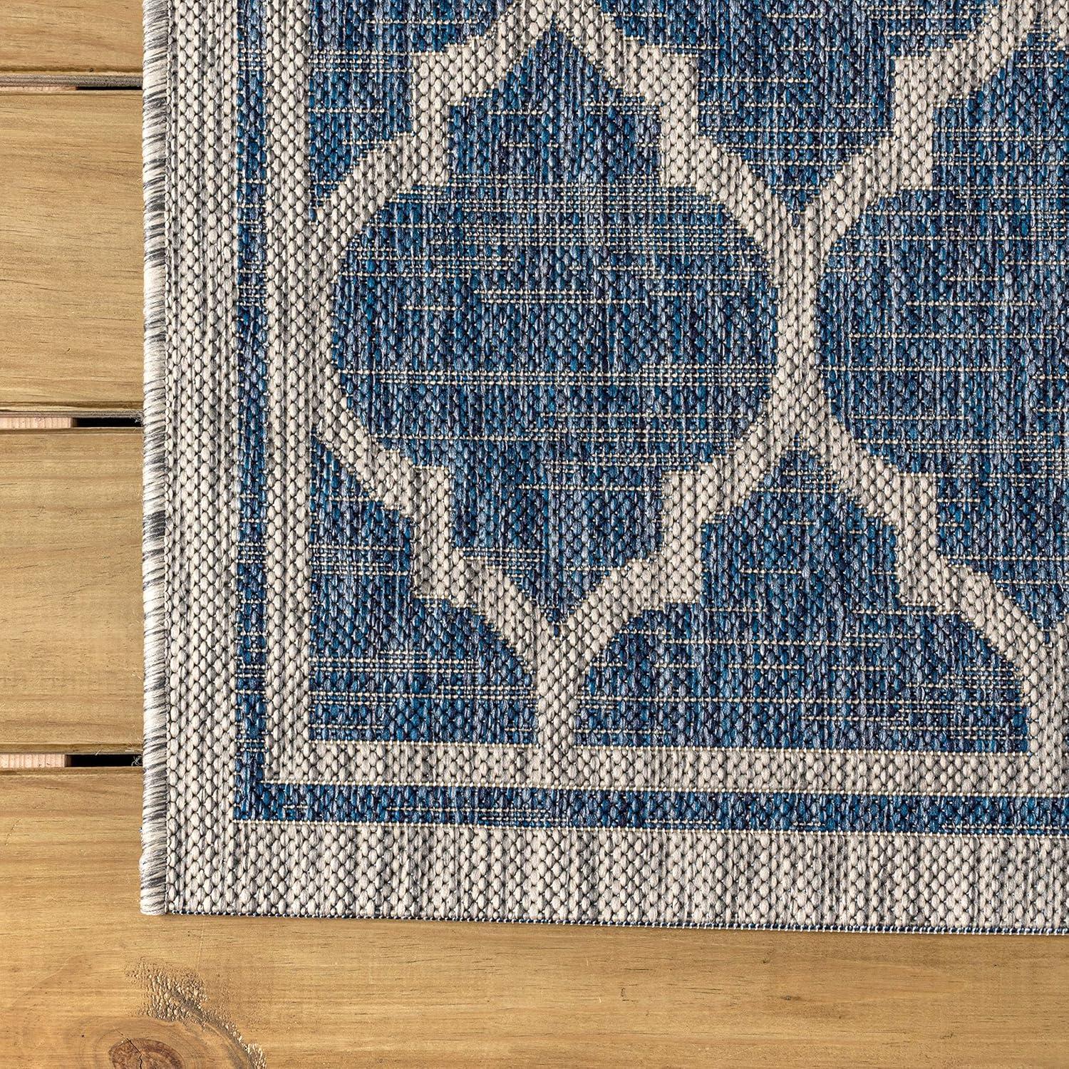 image:imageJONATHAN Y Moroccan Trellis Indoor Outdoor Area Rug 3X5 EspressoTaupe Trebol Textured Weave for Backyard Patio Porch EasyCleaning High Traffic PetFriendly NonShedding SMB109B3NavyGray