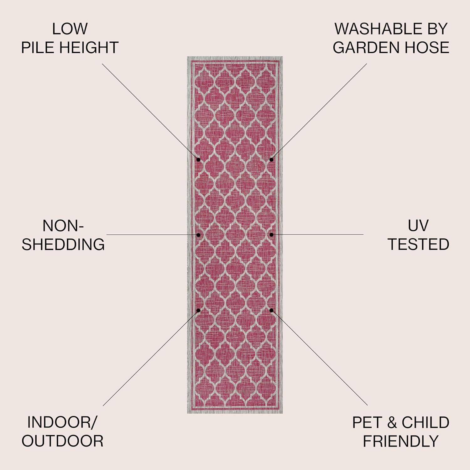 image:imageJONATHAN Y Moroccan Trellis Indoor Outdoor Area Rug 3X5 EspressoTaupe Trebol Textured Weave for Backyard Patio Porch EasyCleaning High Traffic PetFriendly NonShedding SMB109B3FuchsiaLight Gray