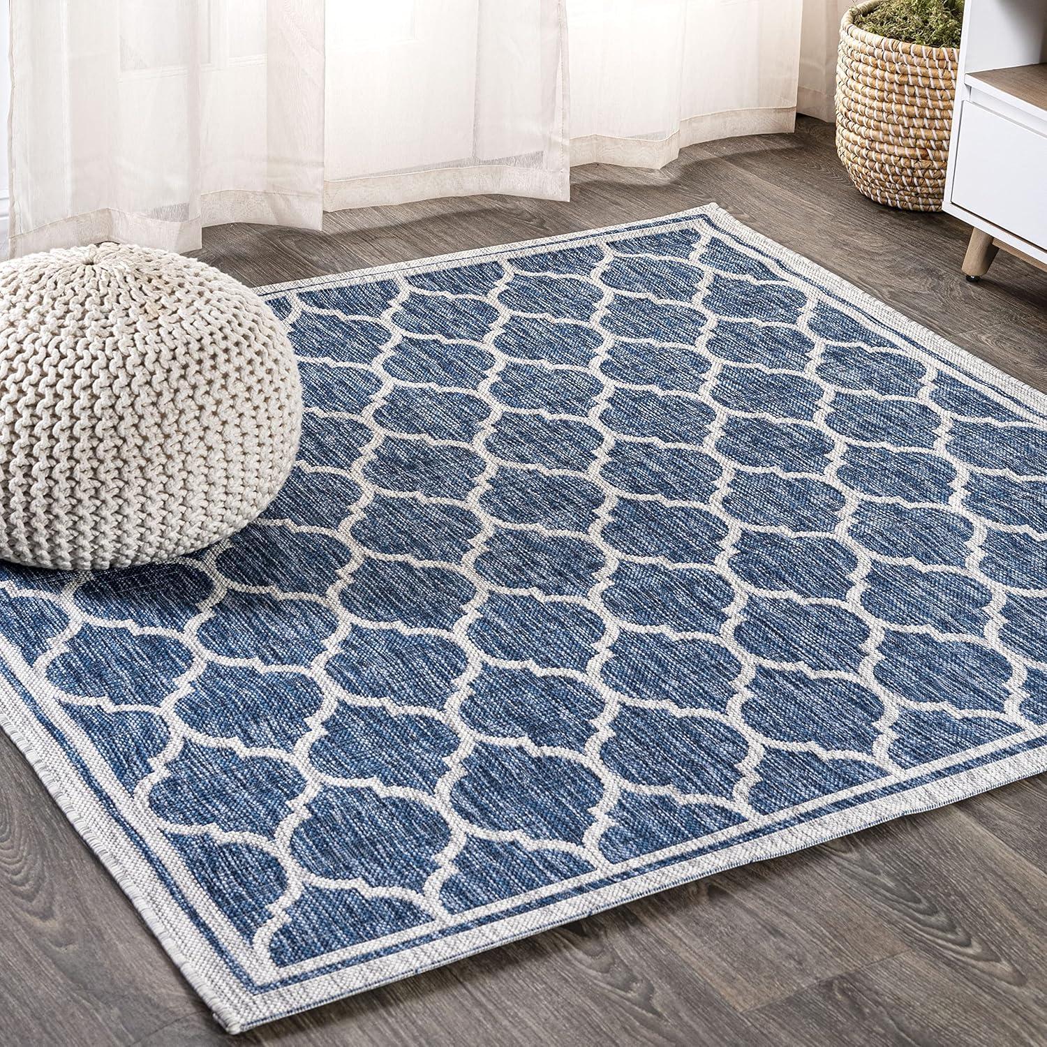 image:imageJONATHAN Y Moroccan Trellis Indoor Outdoor Area Rug 3X5 EspressoTaupe Trebol Textured Weave for Backyard Patio Porch EasyCleaning High Traffic PetFriendly NonShedding SMB109B3NavyGray